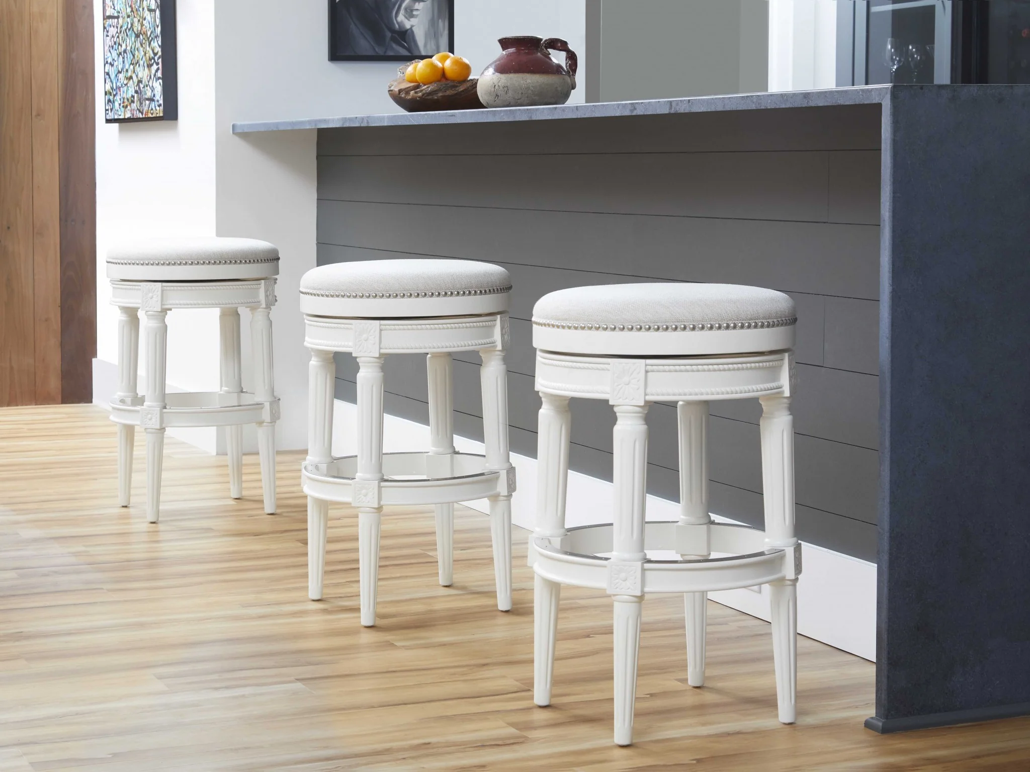 Distressed Walnut Finished Bar Height Round Stool By Homeroots - Image 9
