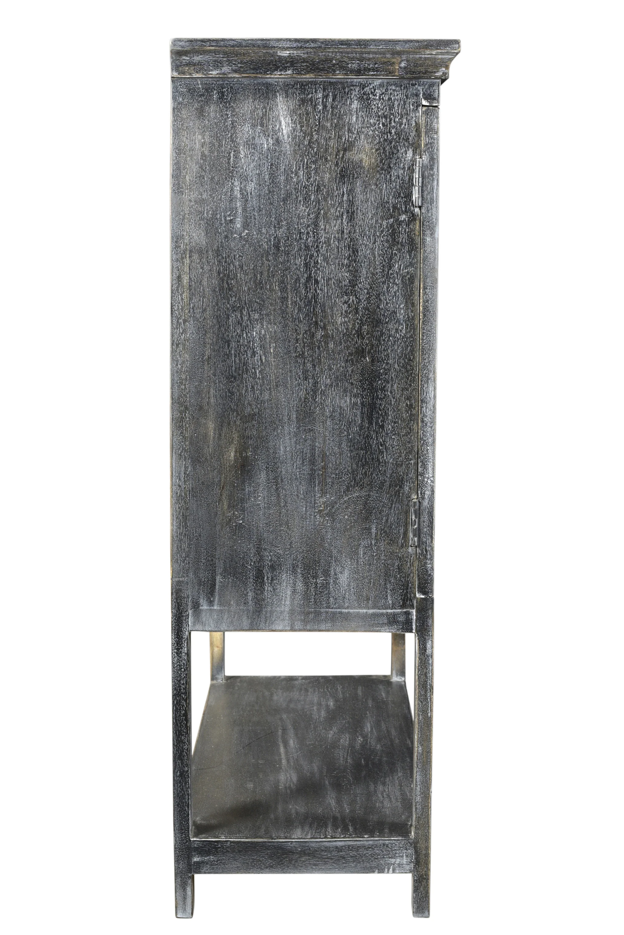 Distressed Wash Dark Gray Solid Wood Two Door Accent Cabinet By Homeroots - Image 3