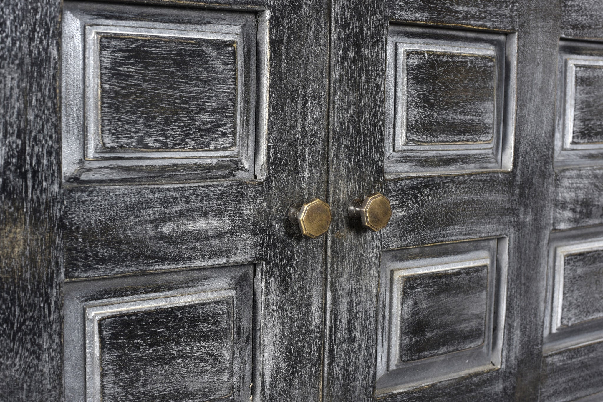 Distressed Wash Dark Gray Solid Wood Two Door Accent Cabinet By Homeroots - Image 5