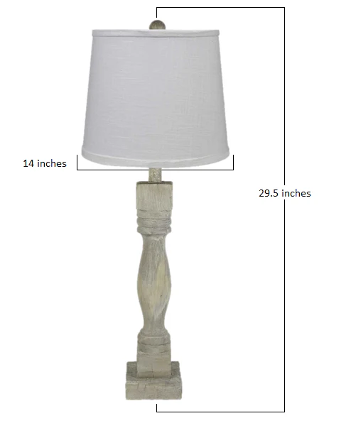Distressed Washed Wood Finish Table Lamp with Crisp White Shade By Homeroots - Image 2