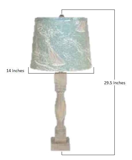 Distressed Washed wood Finish Table Lamp with Sail Away Printed Shade By Homeroots - Image 2