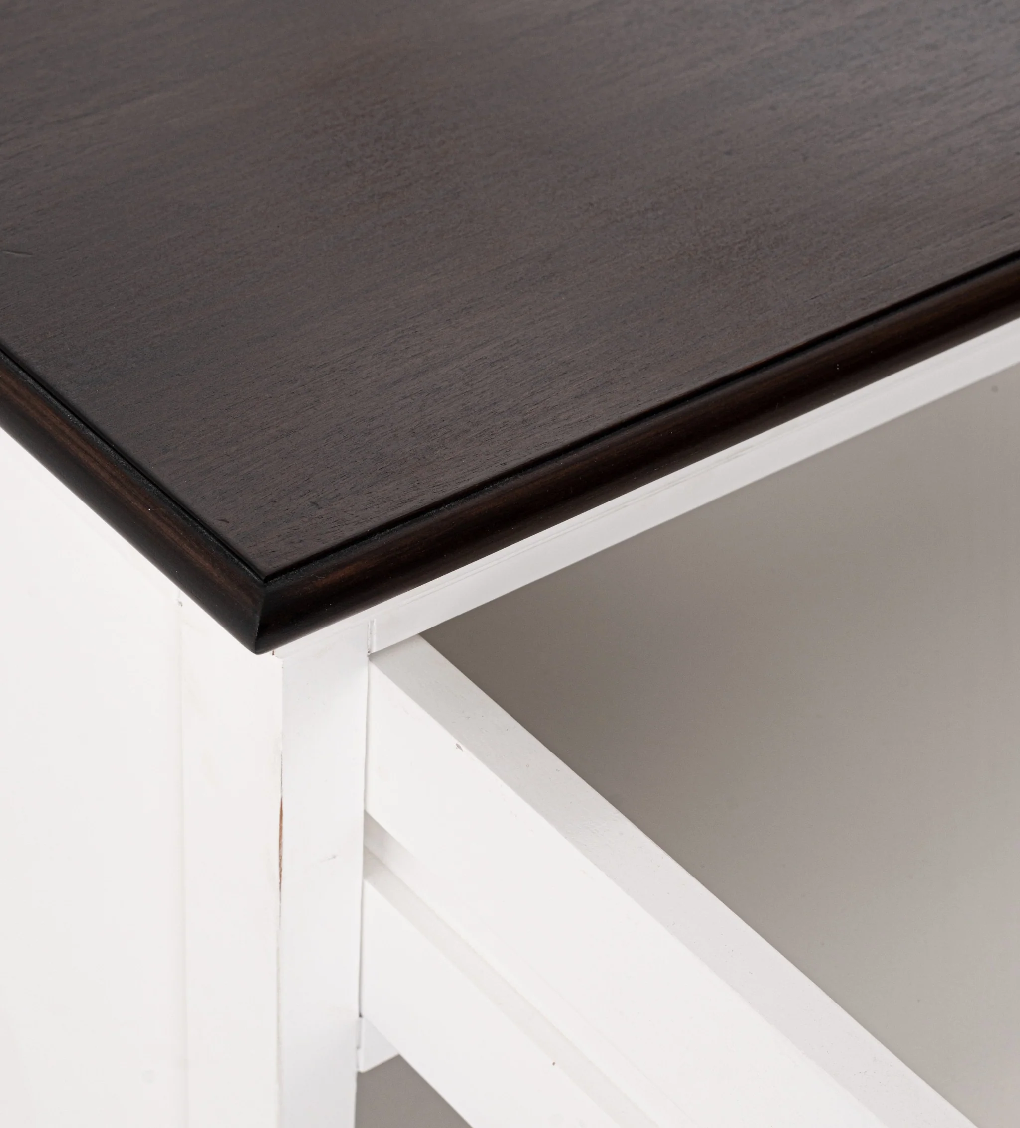 Distressed White And Deep Brown Nightstand With Shelves By Homeroots - Image 9