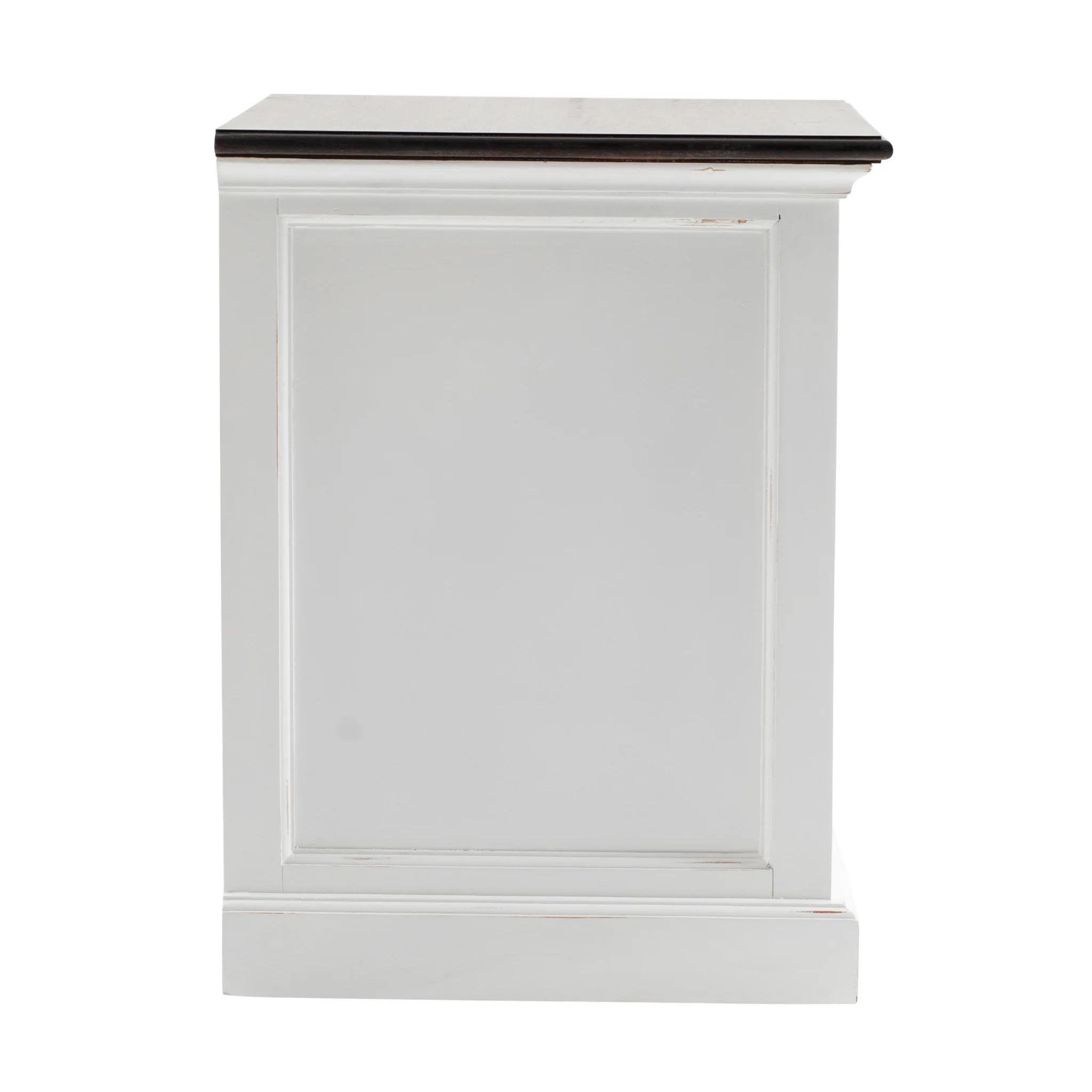 Distressed White And Deep Brown Three Drawer Nightstand By Homeroots - Image 4