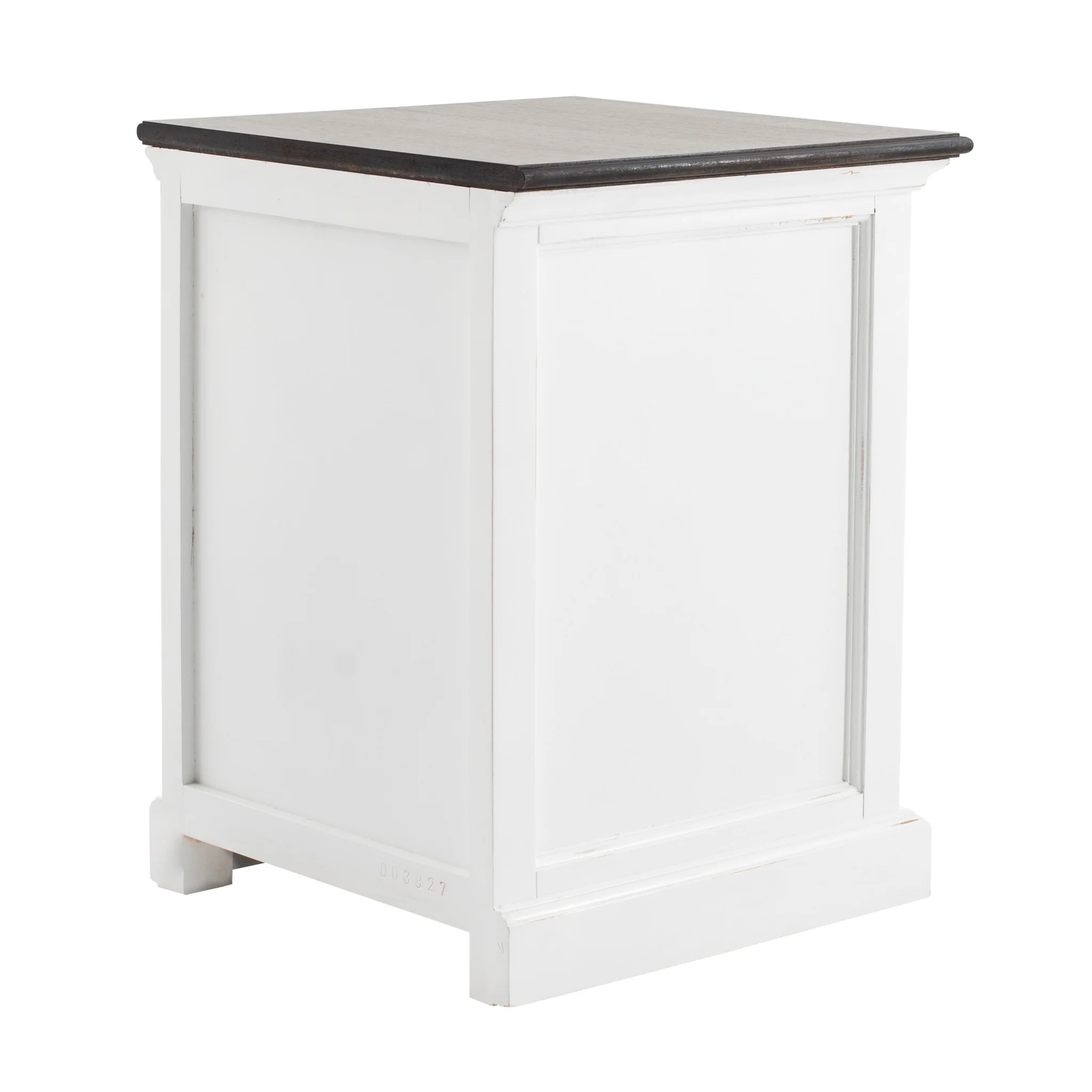 Distressed White And Deep Brown Three Drawer Nightstand By Homeroots - Image 5
