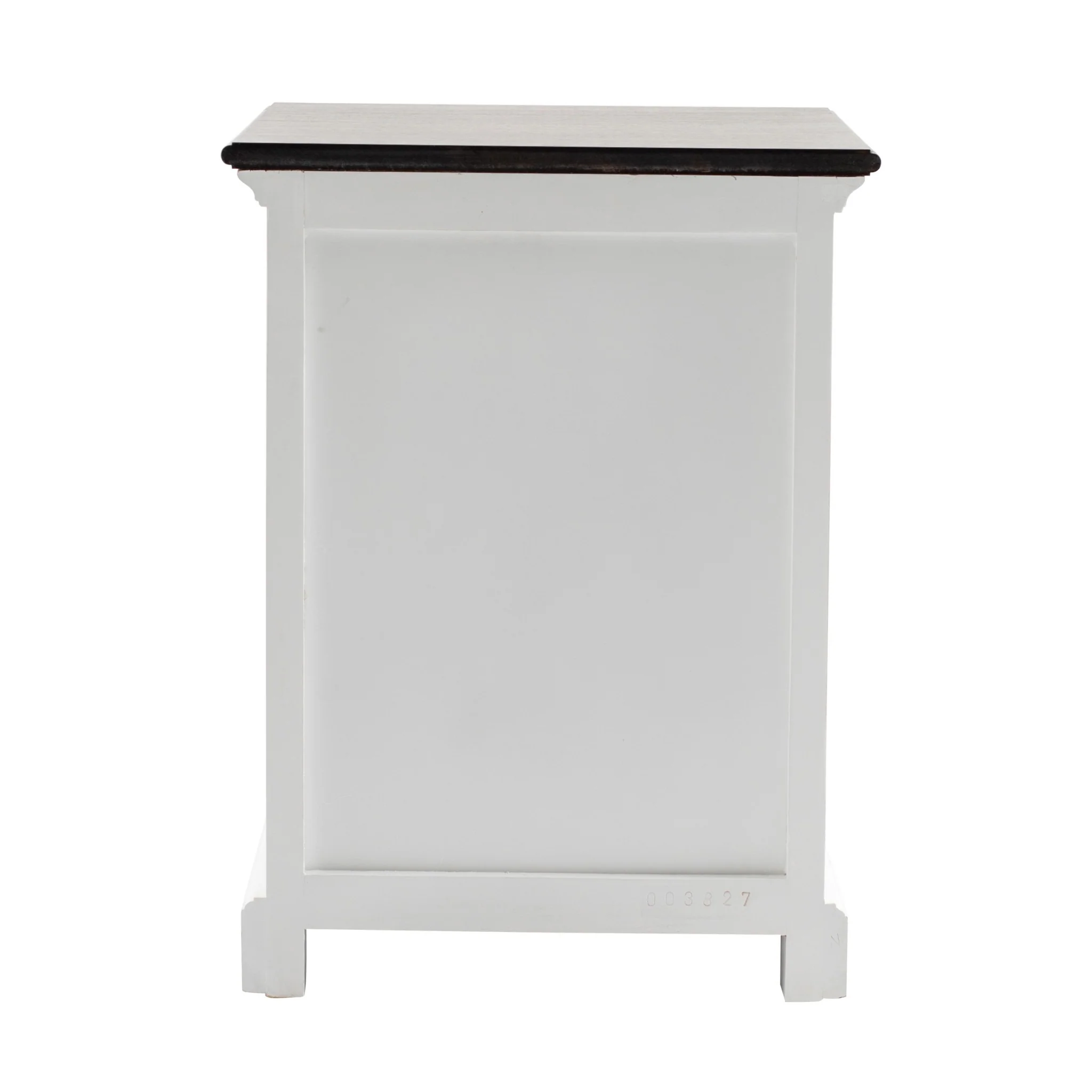 Distressed White And Deep Brown Three Drawer Nightstand By Homeroots - Image 6