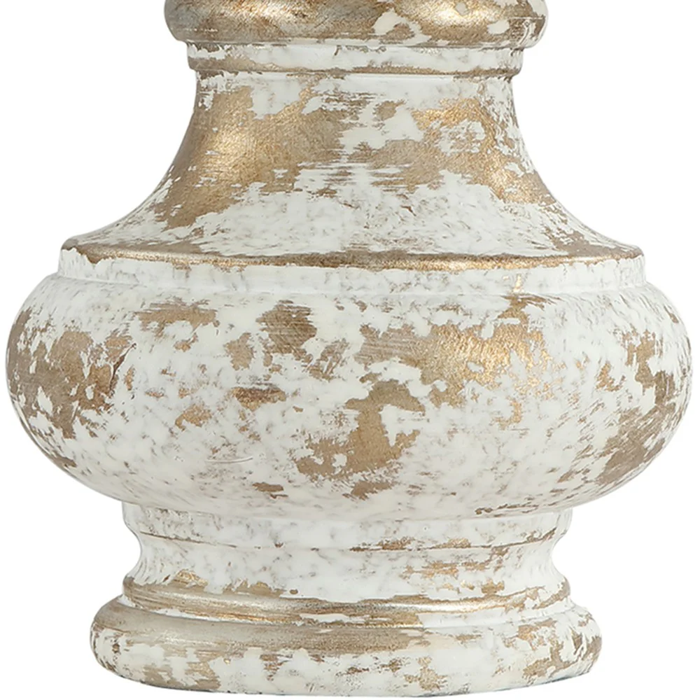Distressed White and Gold Accent Lamp By Homeroots - Image 2