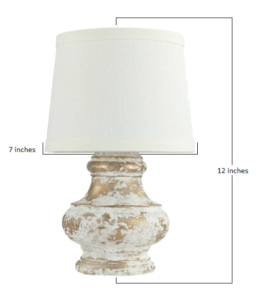 Distressed White and Gold Accent Lamp By Homeroots - Image 3