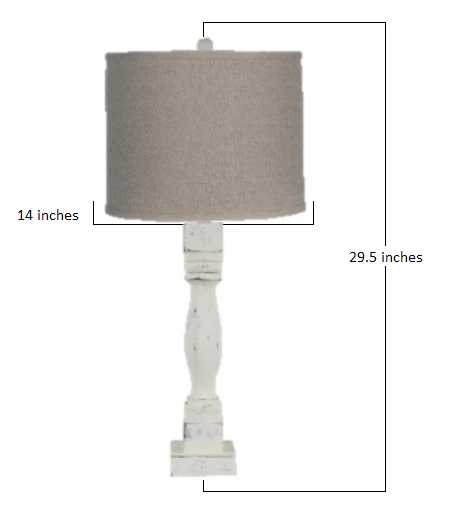 Distressed White Table Lamp with Neutral Fabric Shade By Homeroots - Image 2