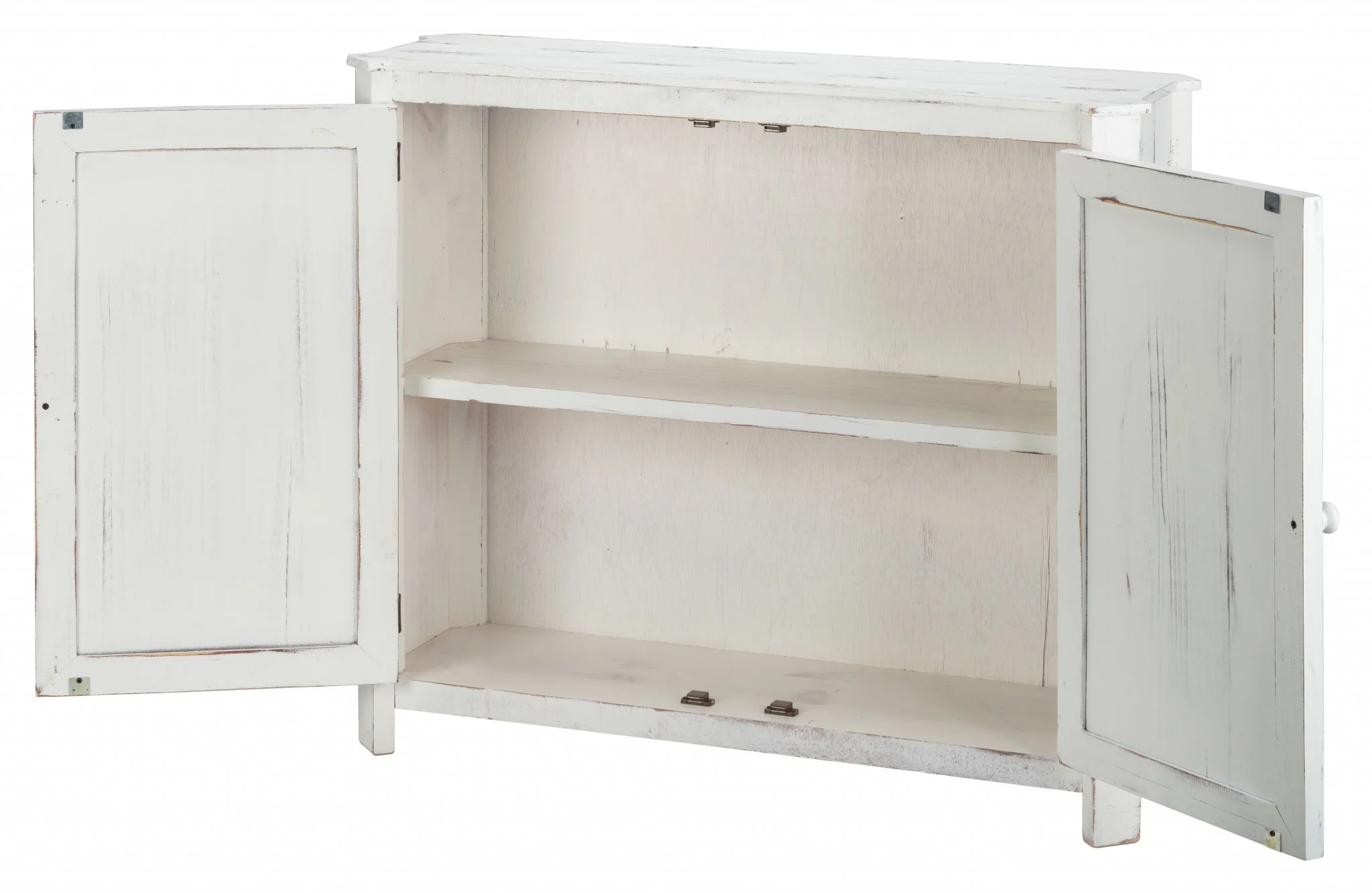 Distressed White Wooden Two Door Accent Cabinet By Homeroots - Image 3