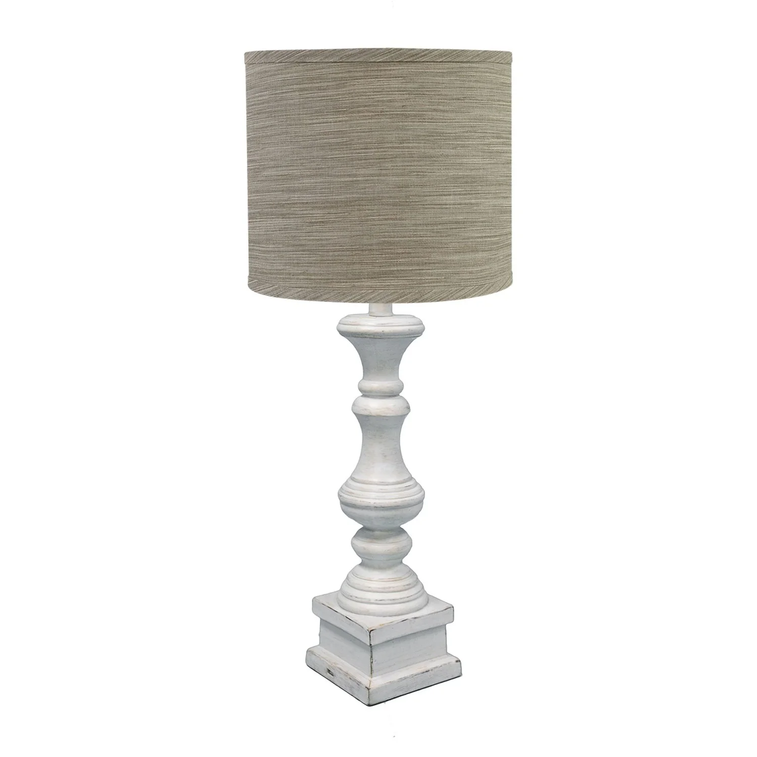 Distressed Whitewash Beige and White Striped Shade Table Lamp By Homeroots - Image 3