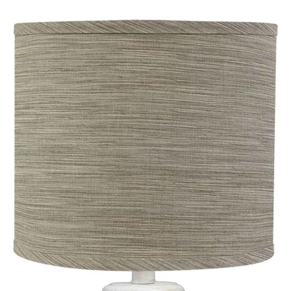 Distressed Whitewash Beige and White Striped Shade Table Lamp By Homeroots - Image 4