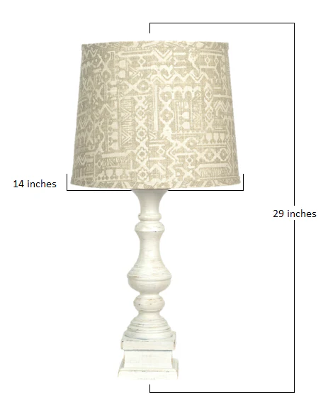 Distressed Whitewash Beige Batik Shade Table Lamp By Homeroots - Image 2