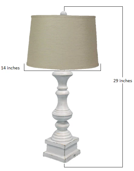 Distressed Whitewash Beige Shade Table Lamp By Homeroots - Image 2