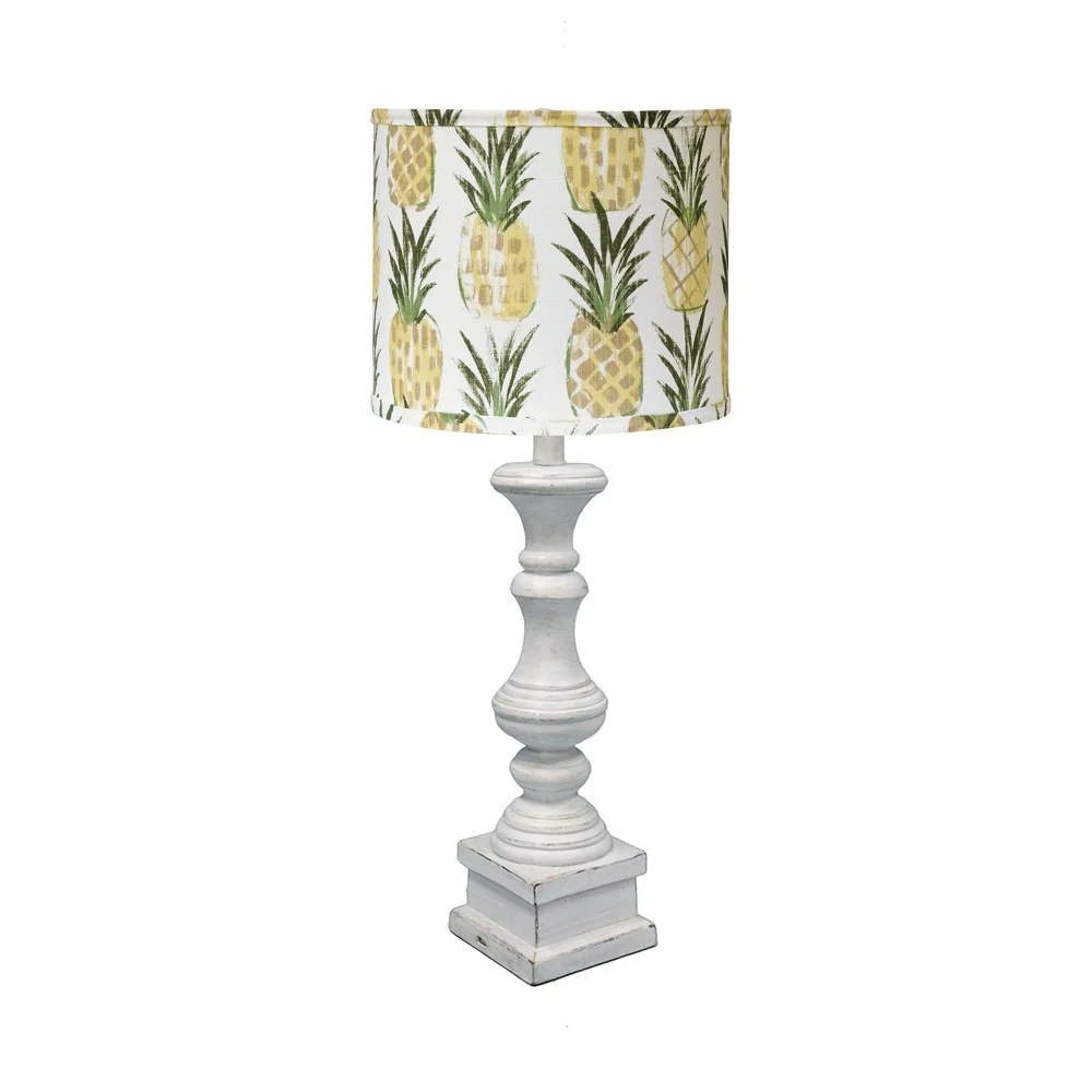 Distressed Whitewash Pineapple Shade Table Lamp By Homeroots - Image 4