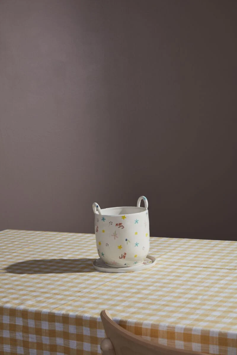 Ditsy Floral Pot with Saucer 8"x 7" By Accent Decor - Image 2
