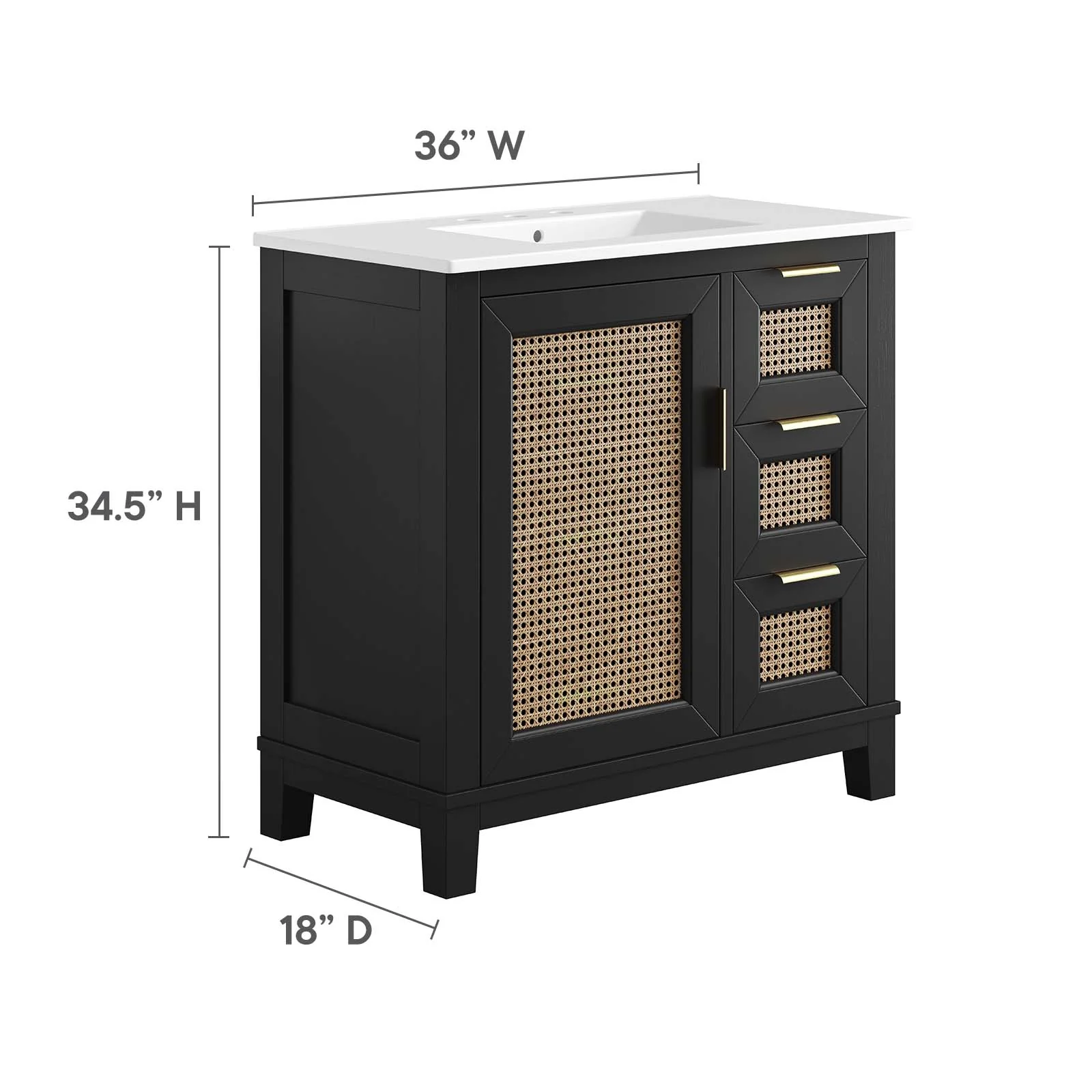 Dixie 36” Solid Wood Bathroom Vanity Cabinet By Modway - EEI-6725 - Image 3