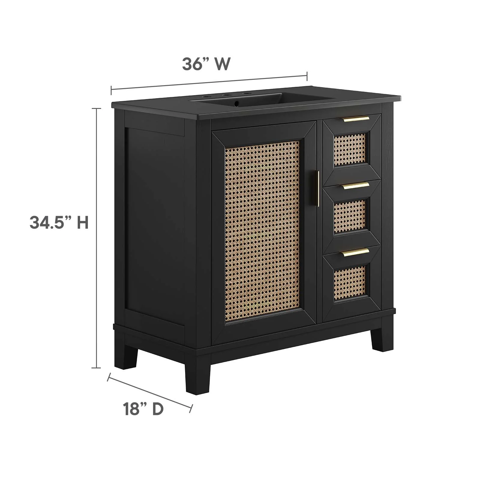 Dixie 36” Solid Wood Bathroom Vanity Cabinet By Modway - EEI-6726 - Image 3
