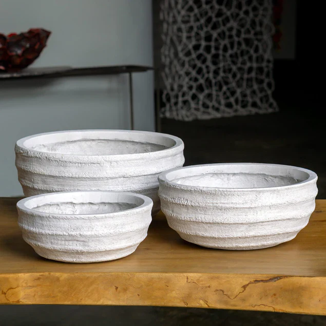 Dolma Bowl Ant White, Set of 3 Planter By Gold Leaf Design Group - Image 6