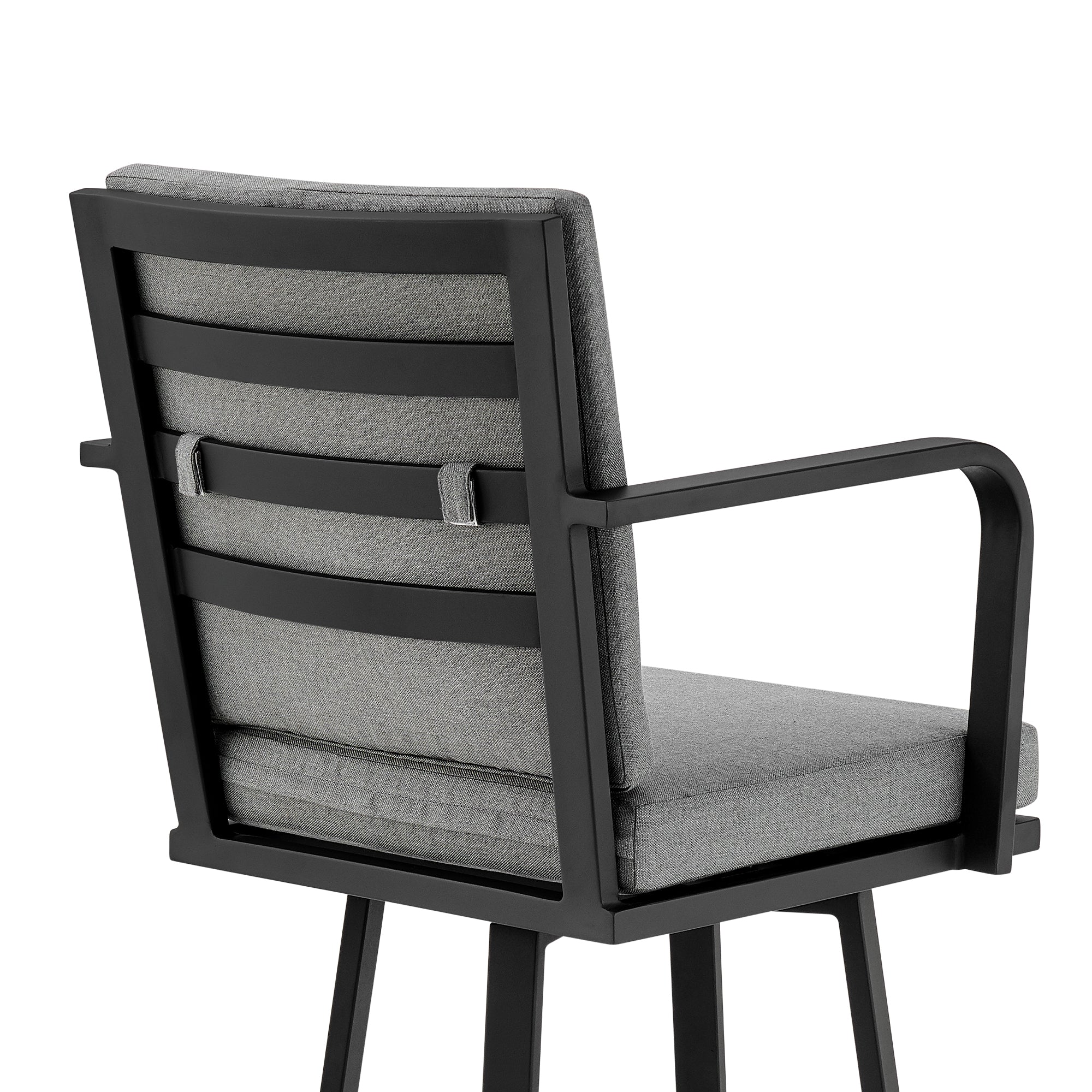Don 30" Outdoor Patio Bar Stool in Black Aluminum with Grey Cushions  By Armen Living - Image 10