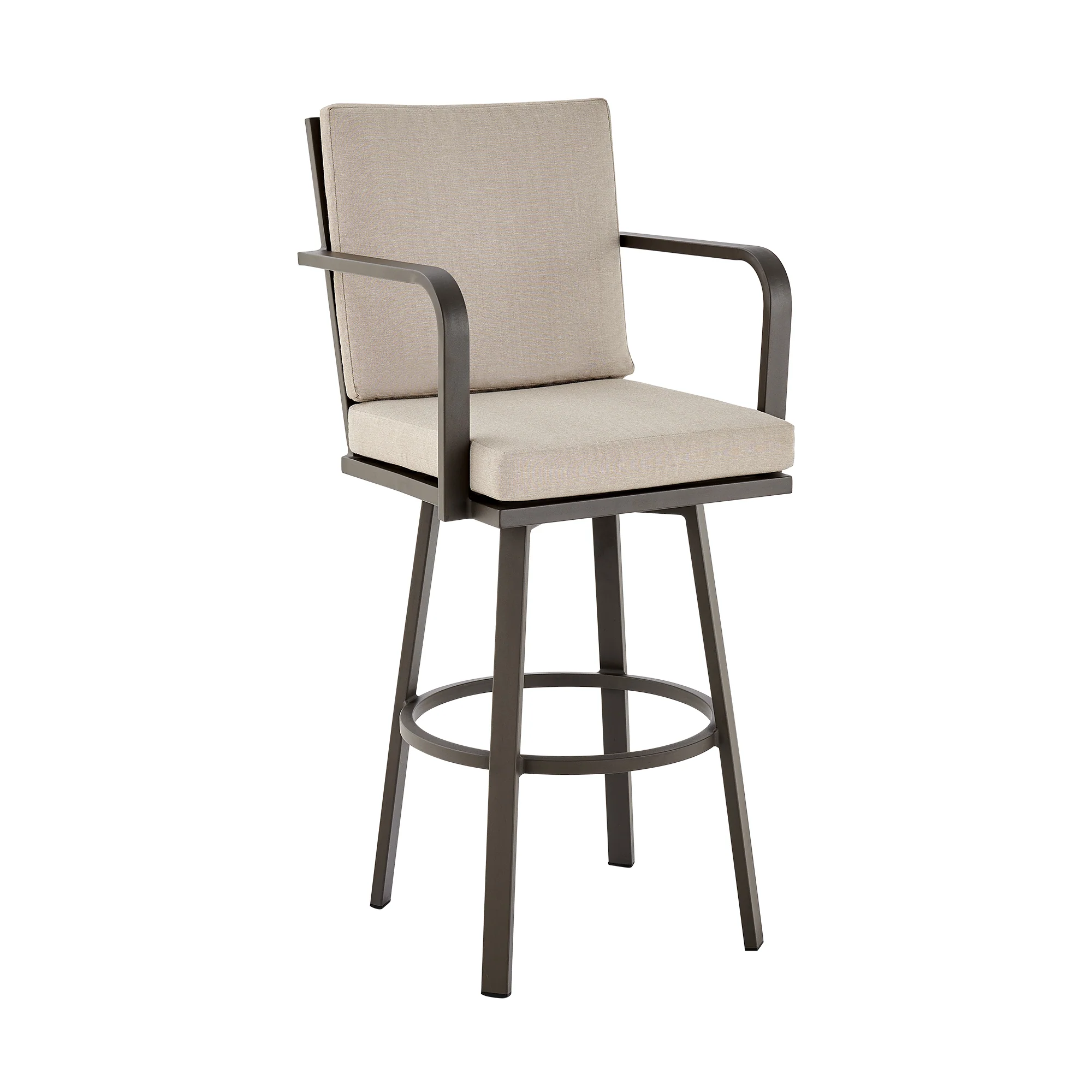Don 30" Outdoor Patio Bar Stool in Black Aluminum with Grey Cushions  By Armen Living - Image 12