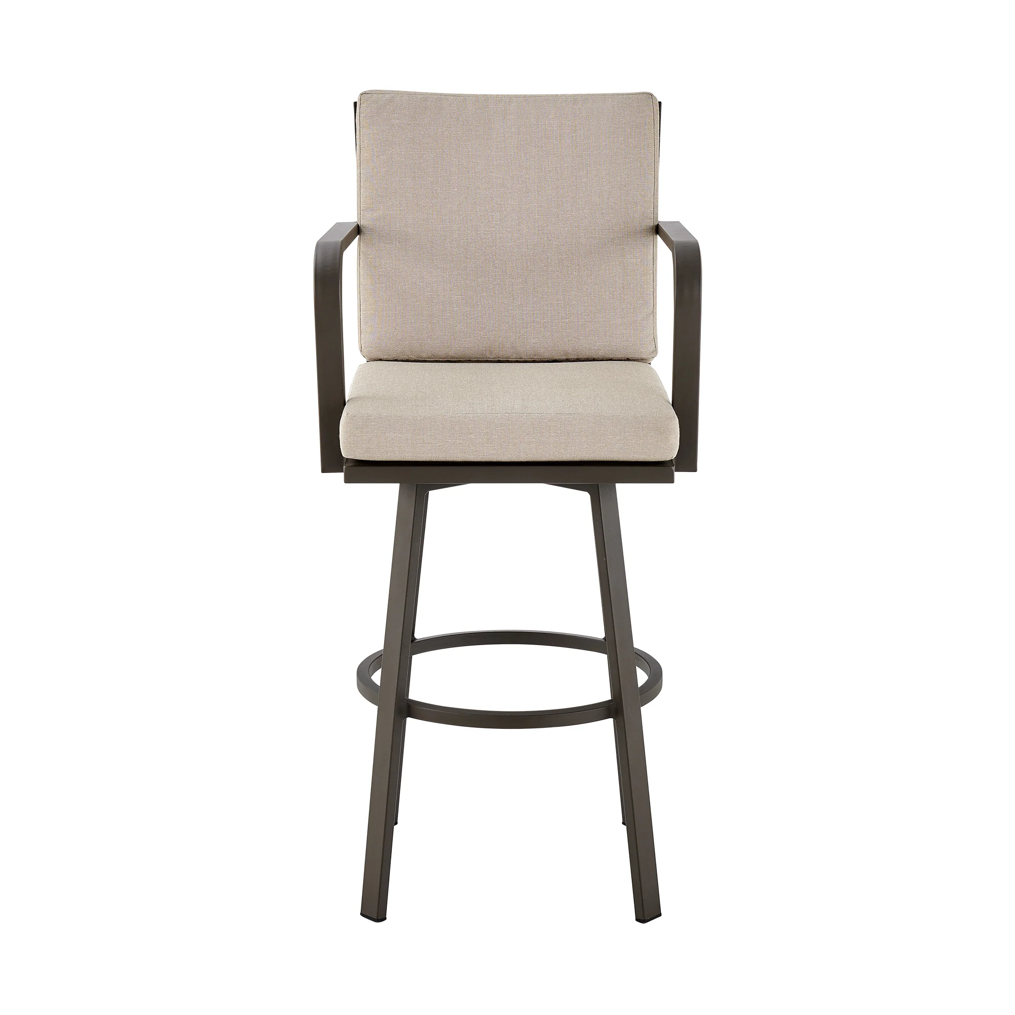 Don 30" Outdoor Patio Bar Stool in Black Aluminum with Grey Cushions  By Armen Living - Image 13