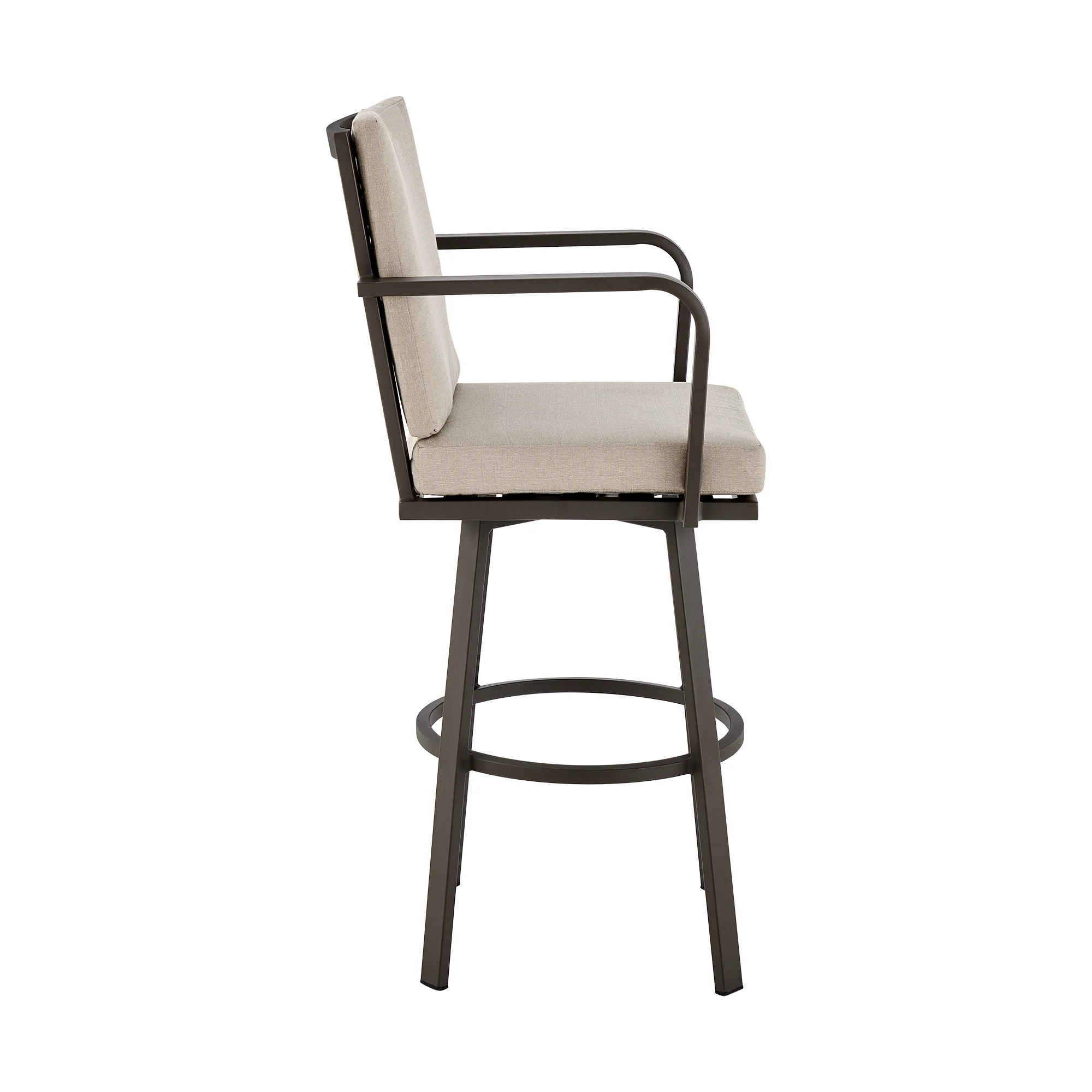 Don 30" Outdoor Patio Bar Stool in Black Aluminum with Grey Cushions  By Armen Living - Image 14