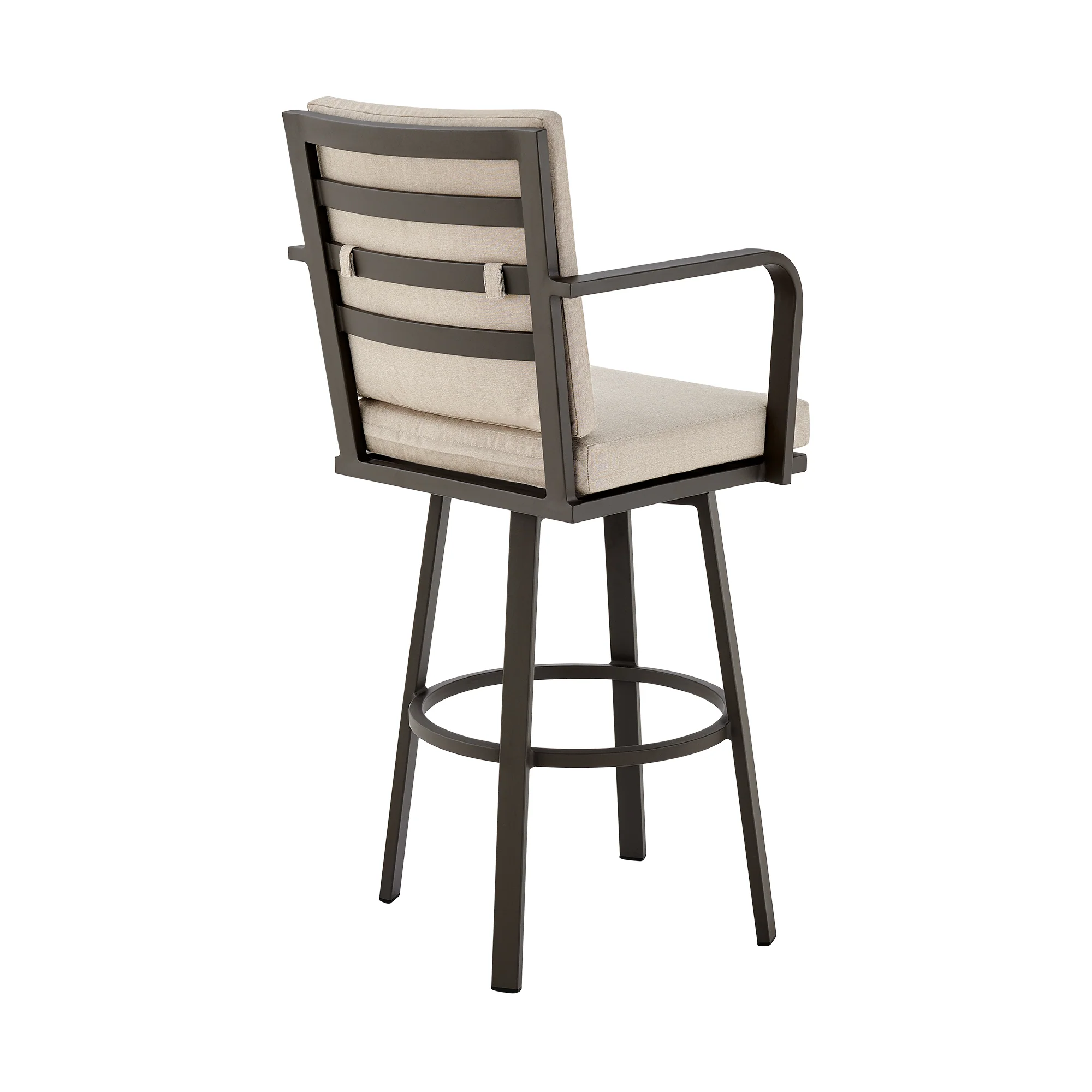 Don 30" Outdoor Patio Bar Stool in Black Aluminum with Grey Cushions  By Armen Living - Image 15