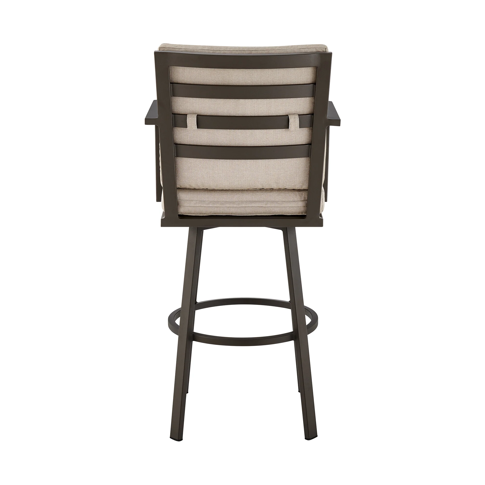 Don 30" Outdoor Patio Bar Stool in Black Aluminum with Grey Cushions  By Armen Living - Image 16
