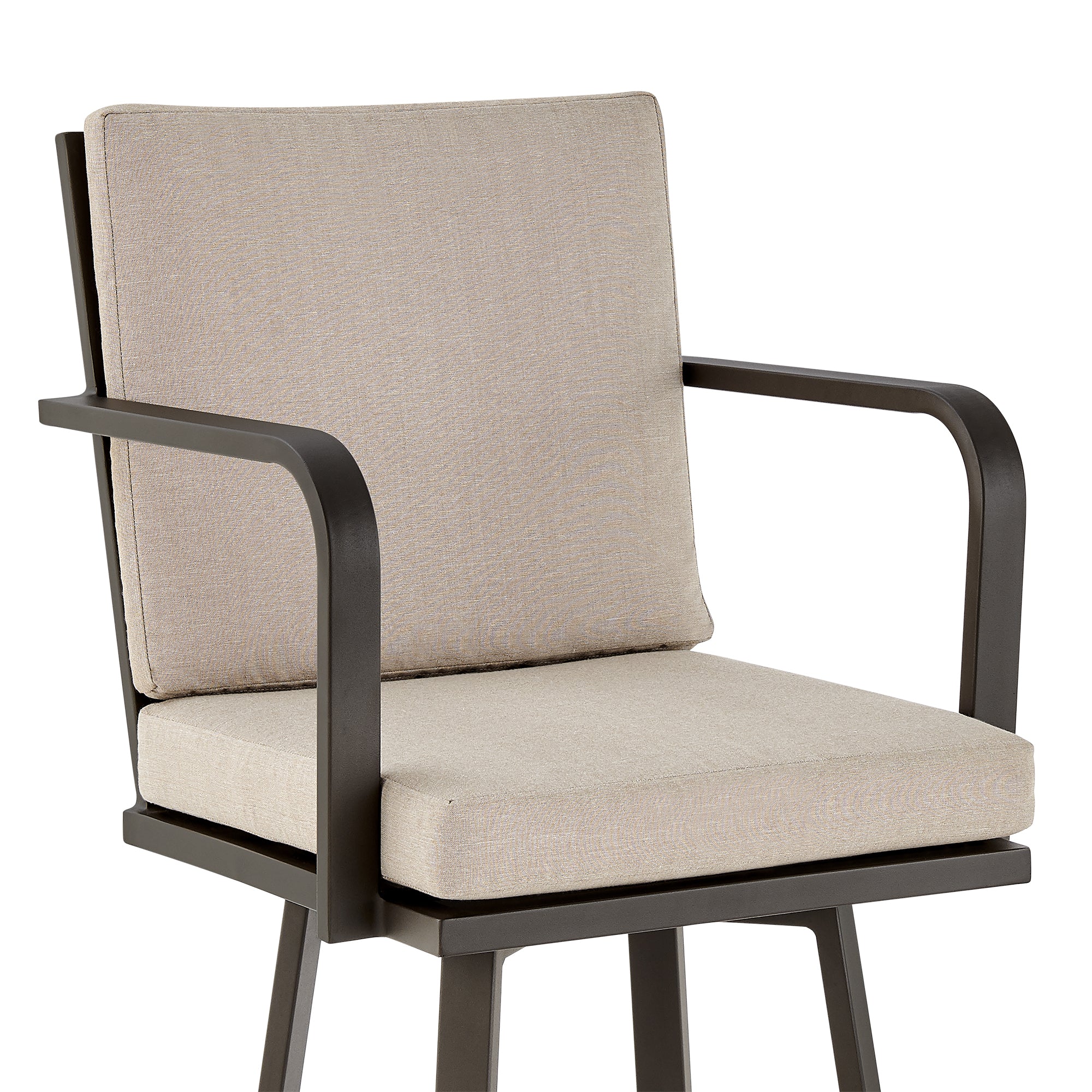 Don 30" Outdoor Patio Bar Stool in Black Aluminum with Grey Cushions  By Armen Living - Image 17