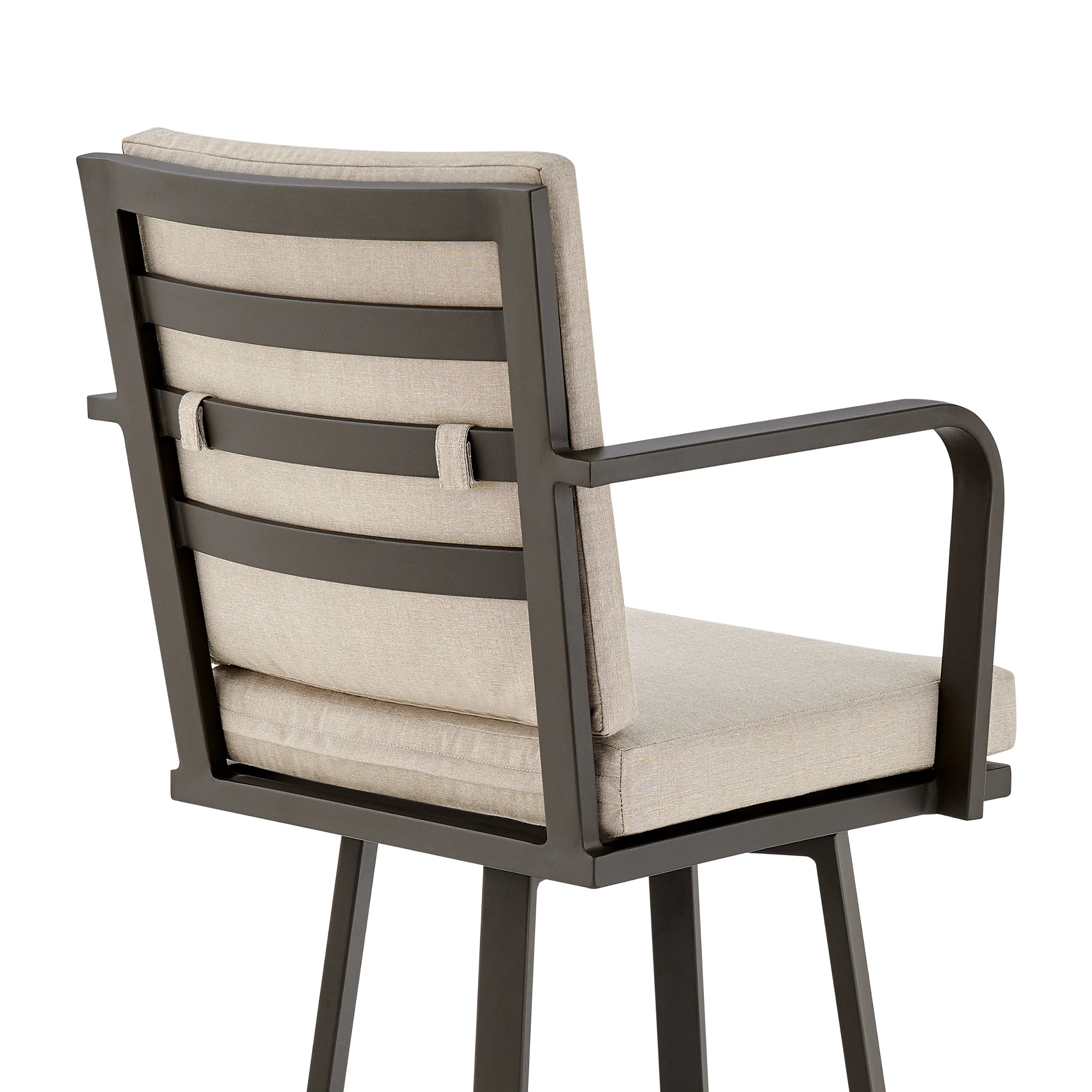 Don 30" Outdoor Patio Bar Stool in Black Aluminum with Grey Cushions  By Armen Living - Image 20