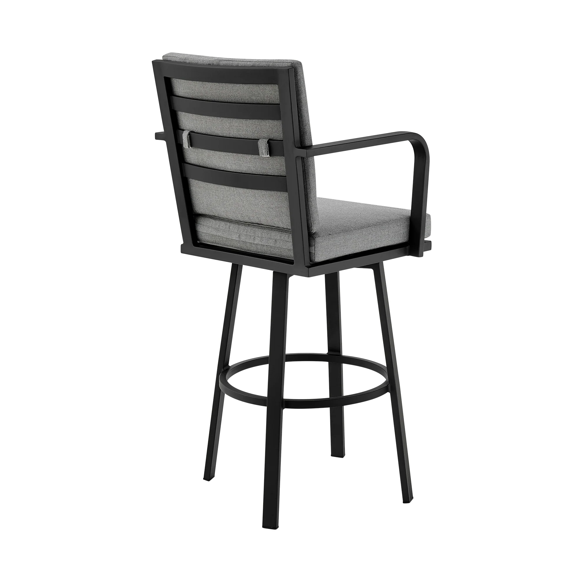 Don 30" Outdoor Patio Bar Stool in Black Aluminum with Grey Cushions  By Armen Living - Image 5