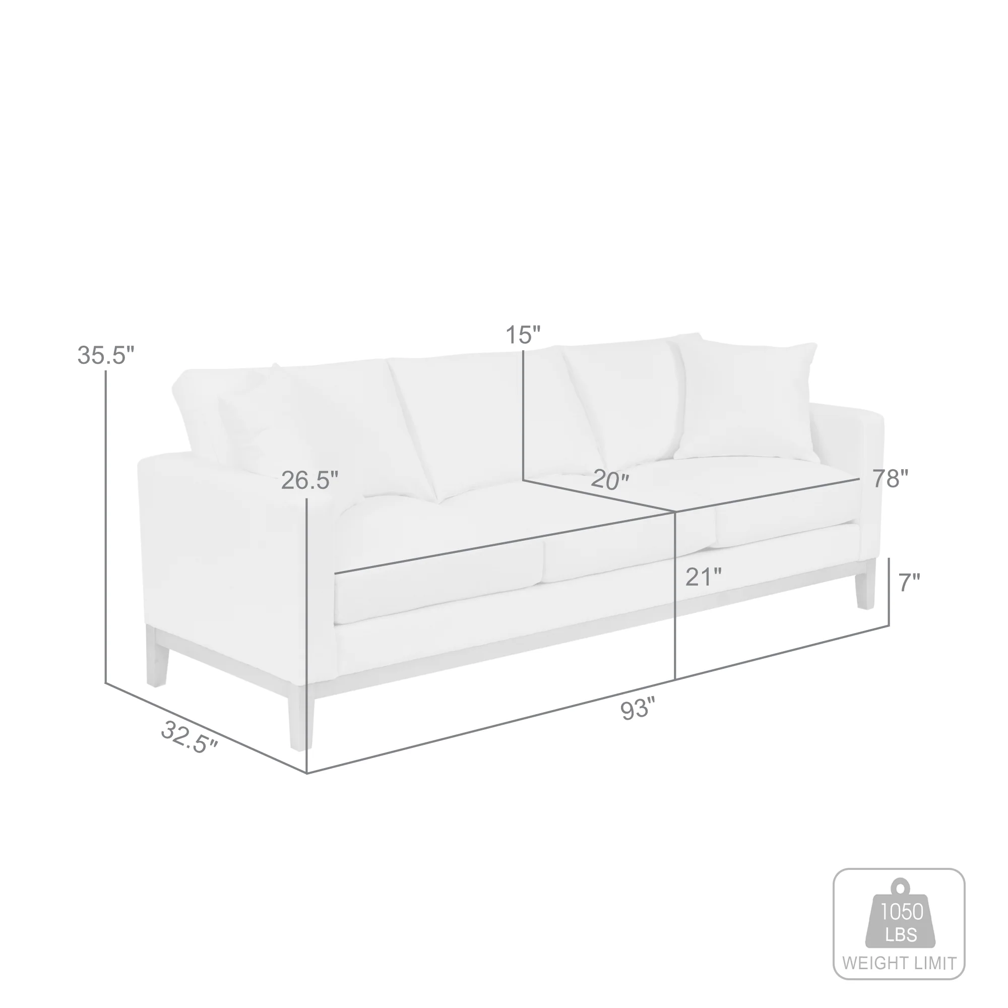 Donna 93" Upholstered Sofa in Sugar By Armen Living - Image 16