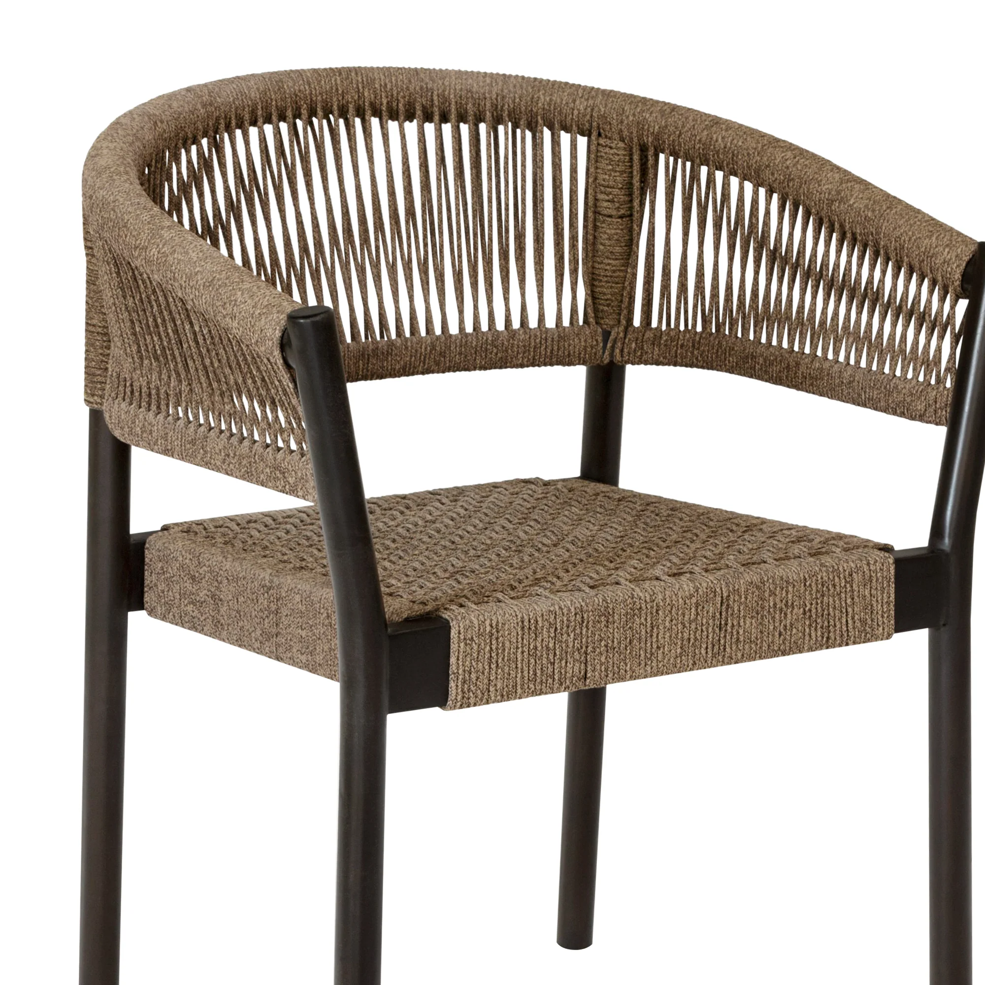 Doris Outdoor Patio Dining Chair in Dark Eucalyptus Wood with Truffle Rope - Set of 2 By Armen Living - Image 12