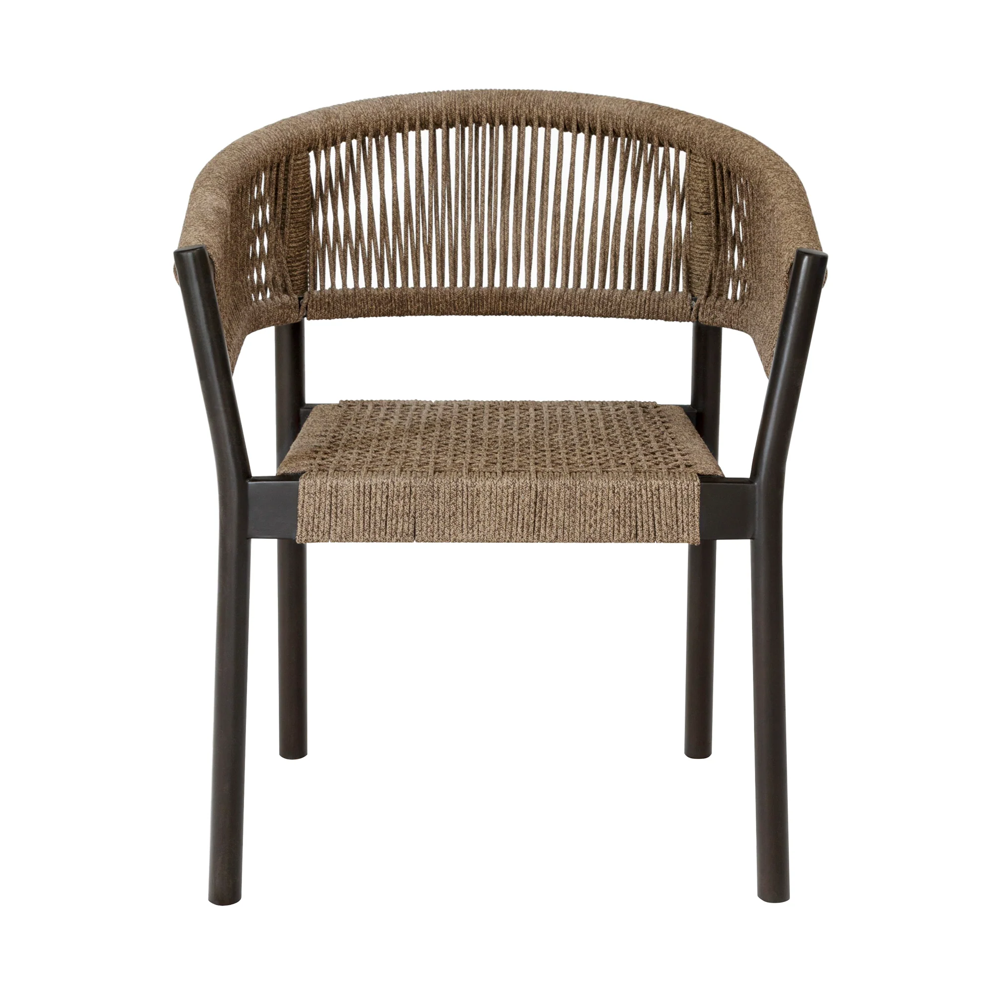 Doris Outdoor Patio Dining Chair in Dark Eucalyptus Wood with Truffle Rope - Set of 2 By Armen Living - Image 5