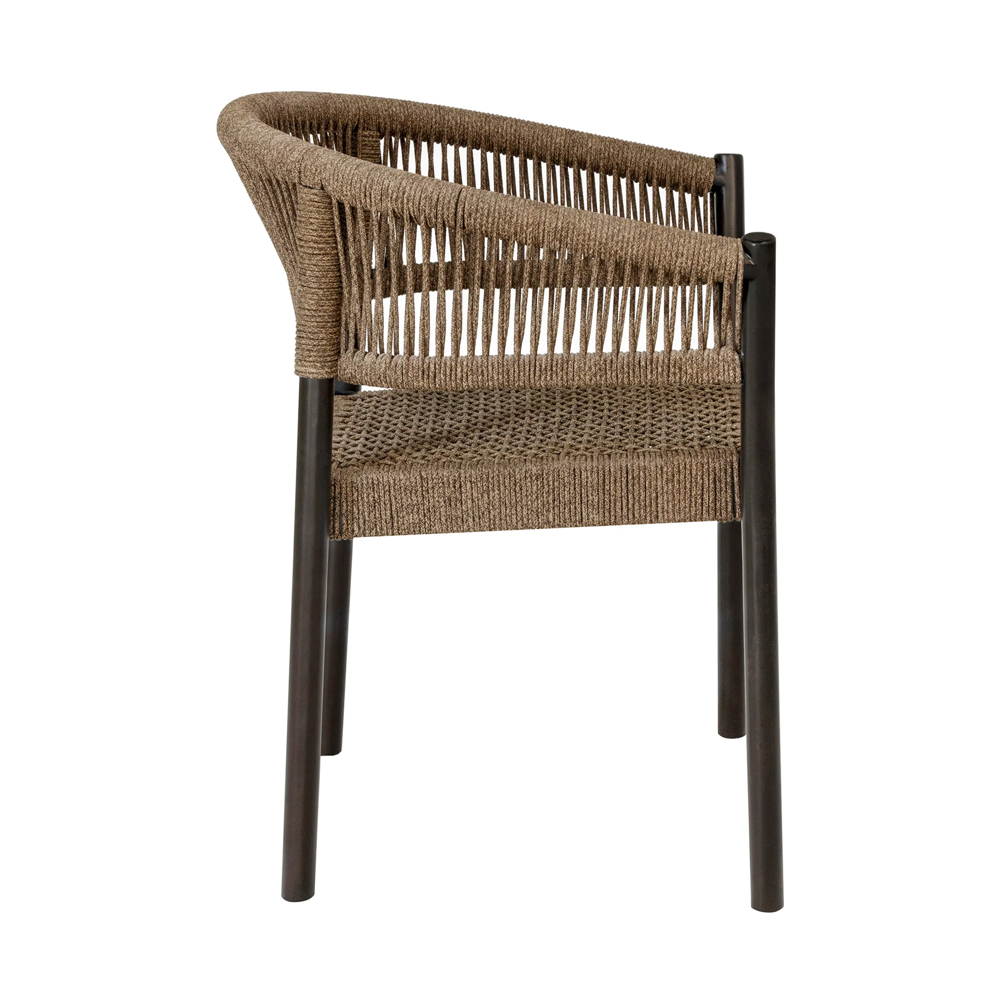 Doris Outdoor Patio Dining Chair in Dark Eucalyptus Wood with Truffle Rope - Set of 2 By Armen Living - Image 6