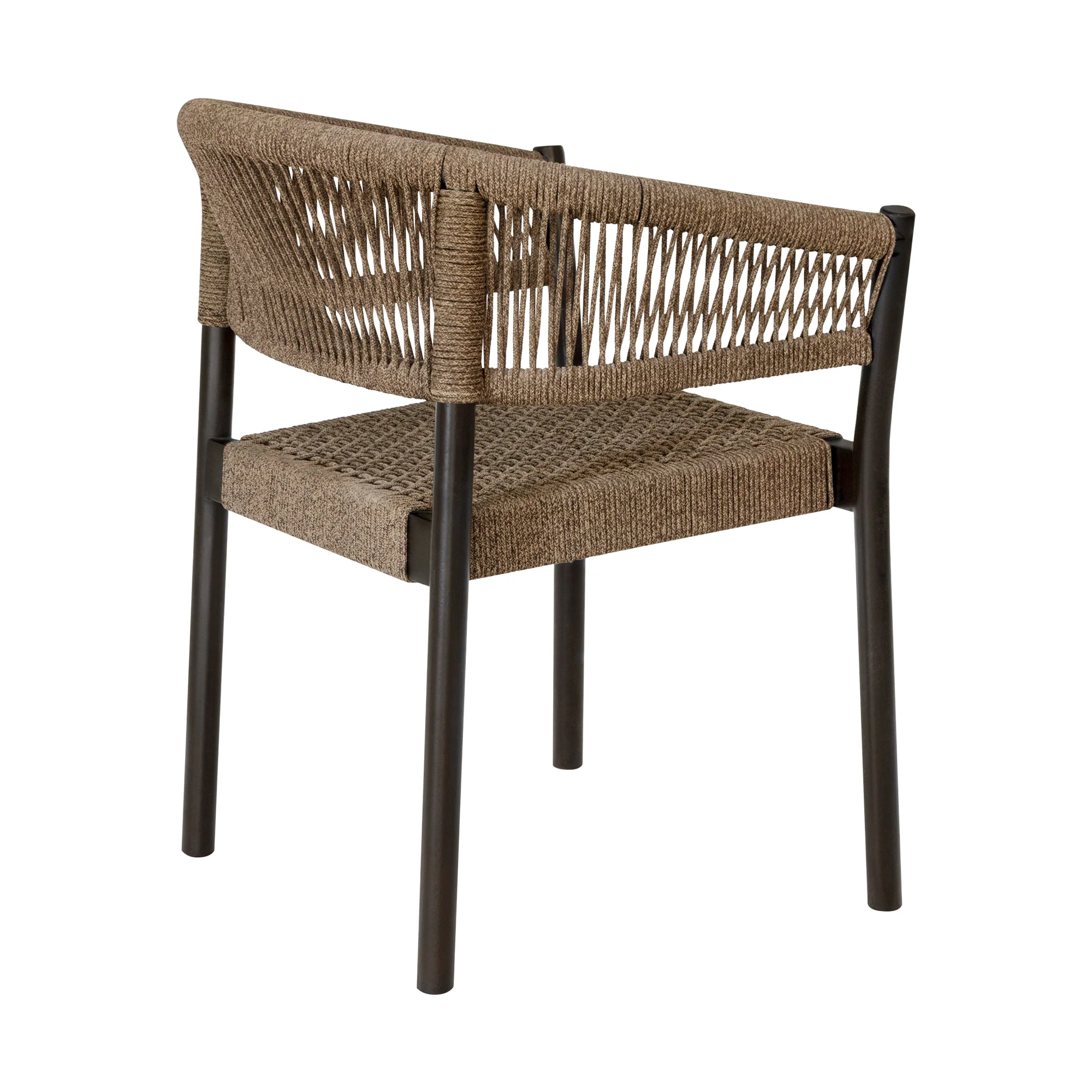 Doris Outdoor Patio Dining Chair in Dark Eucalyptus Wood with Truffle Rope - Set of 2 By Armen Living - Image 7