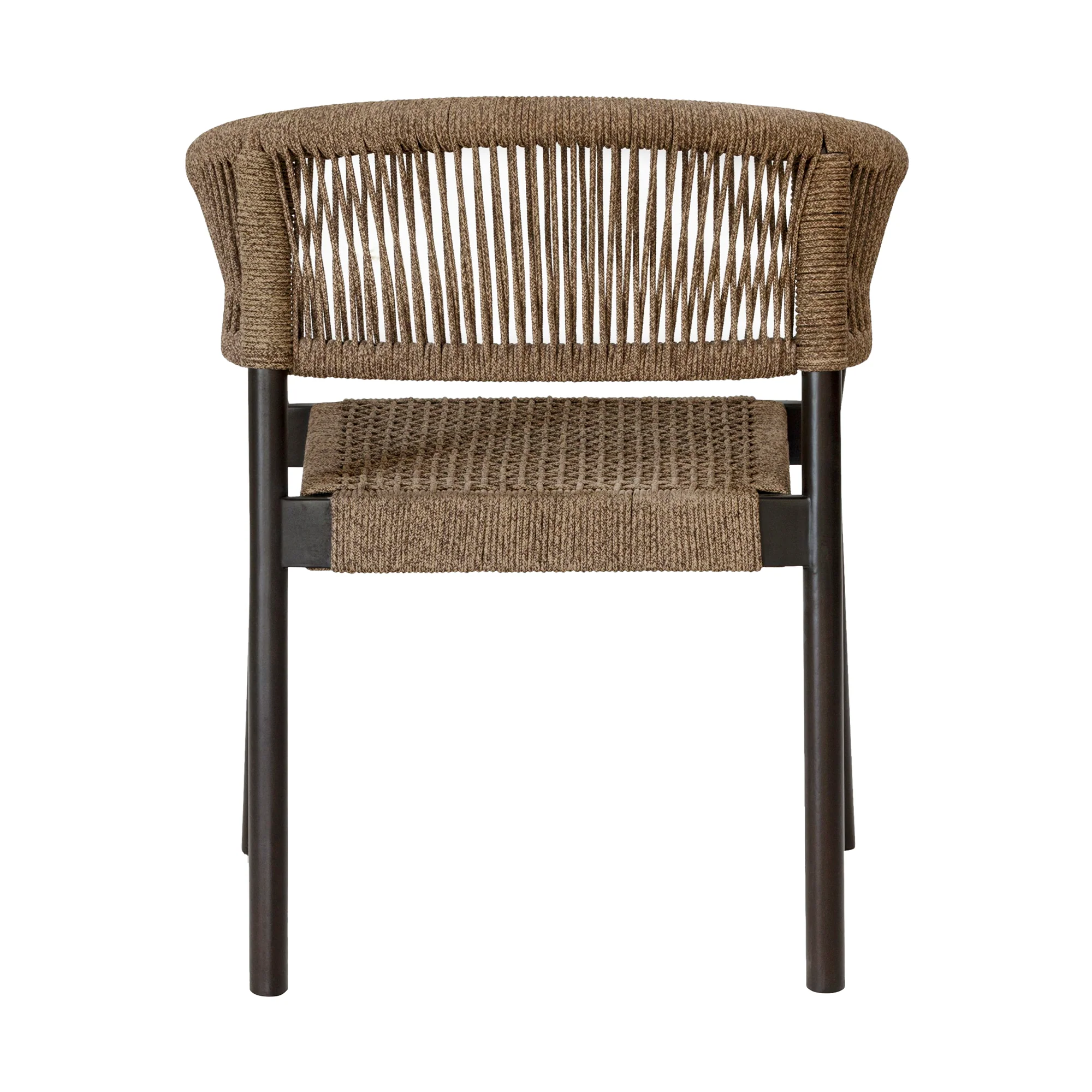 Doris Outdoor Patio Dining Chair in Dark Eucalyptus Wood with Truffle Rope - Set of 2 By Armen Living - Image 8