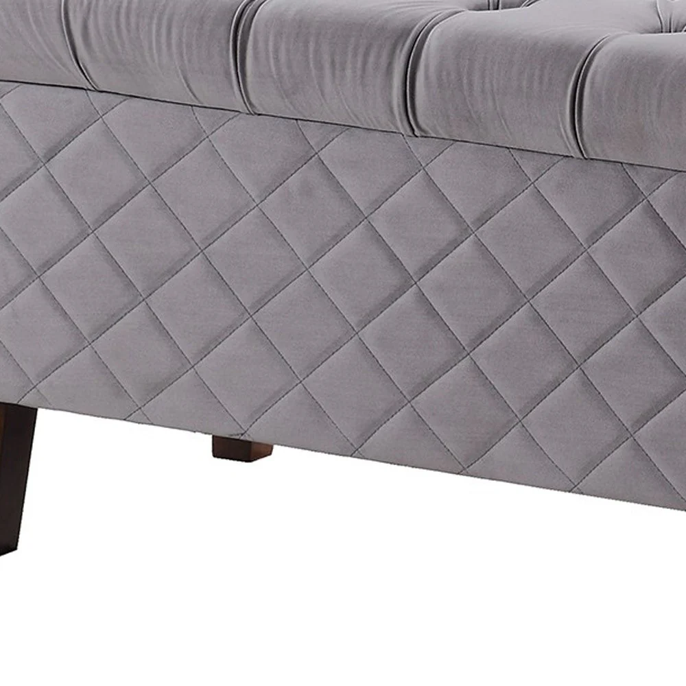 Dove Gray Quilted and Tufted Storage Bench By Homeroots - Image 9