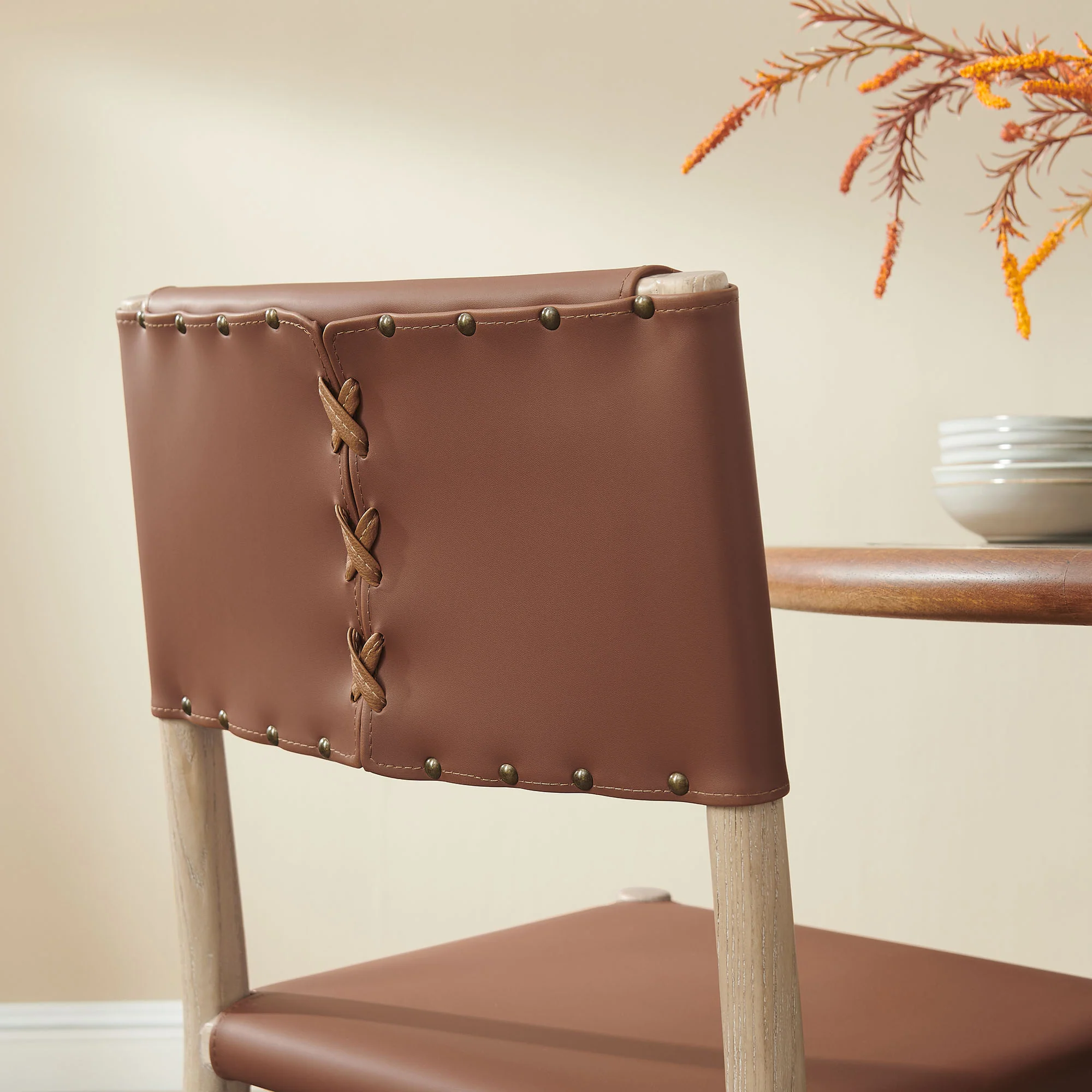 Dover Wood Vegan Leather Dining Side Chairs Set of 2 by Modway - Image 8