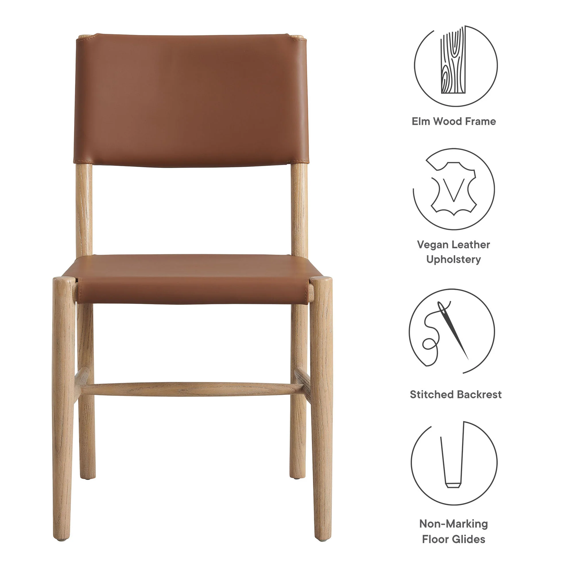 Dover Wood Vegan Leather Dining Side Chairs Set of 2 by Modway - Image 9