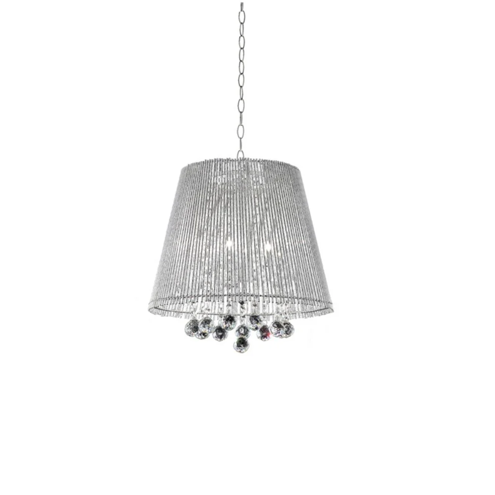 Dreamy Silver Ceiling Lamp with Crystal Accents By Homeroots - Image 2