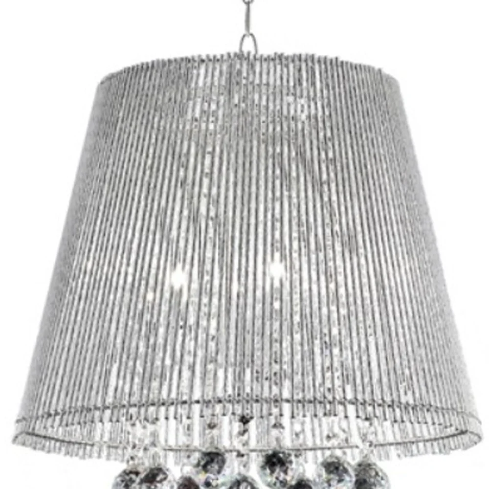 Dreamy Silver Ceiling Lamp with Crystal Accents By Homeroots - Image 3