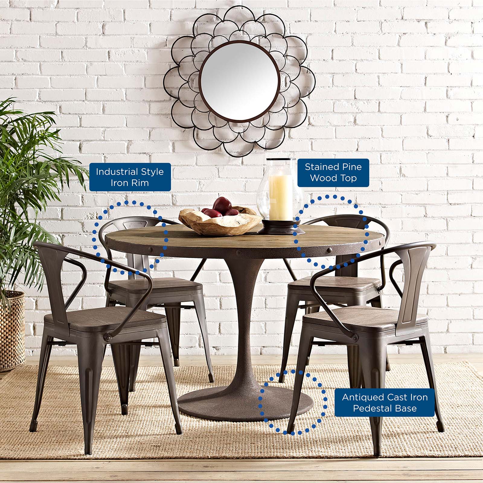 Drive 48" Round Wood Top Dining Table By Modway - EEI-2004 - Image 5
