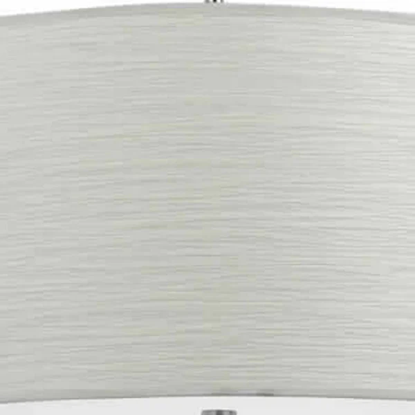 Drum Style Pendant Fixture with Fabric Shade and Brushed Details, White By Benzara - Image 5