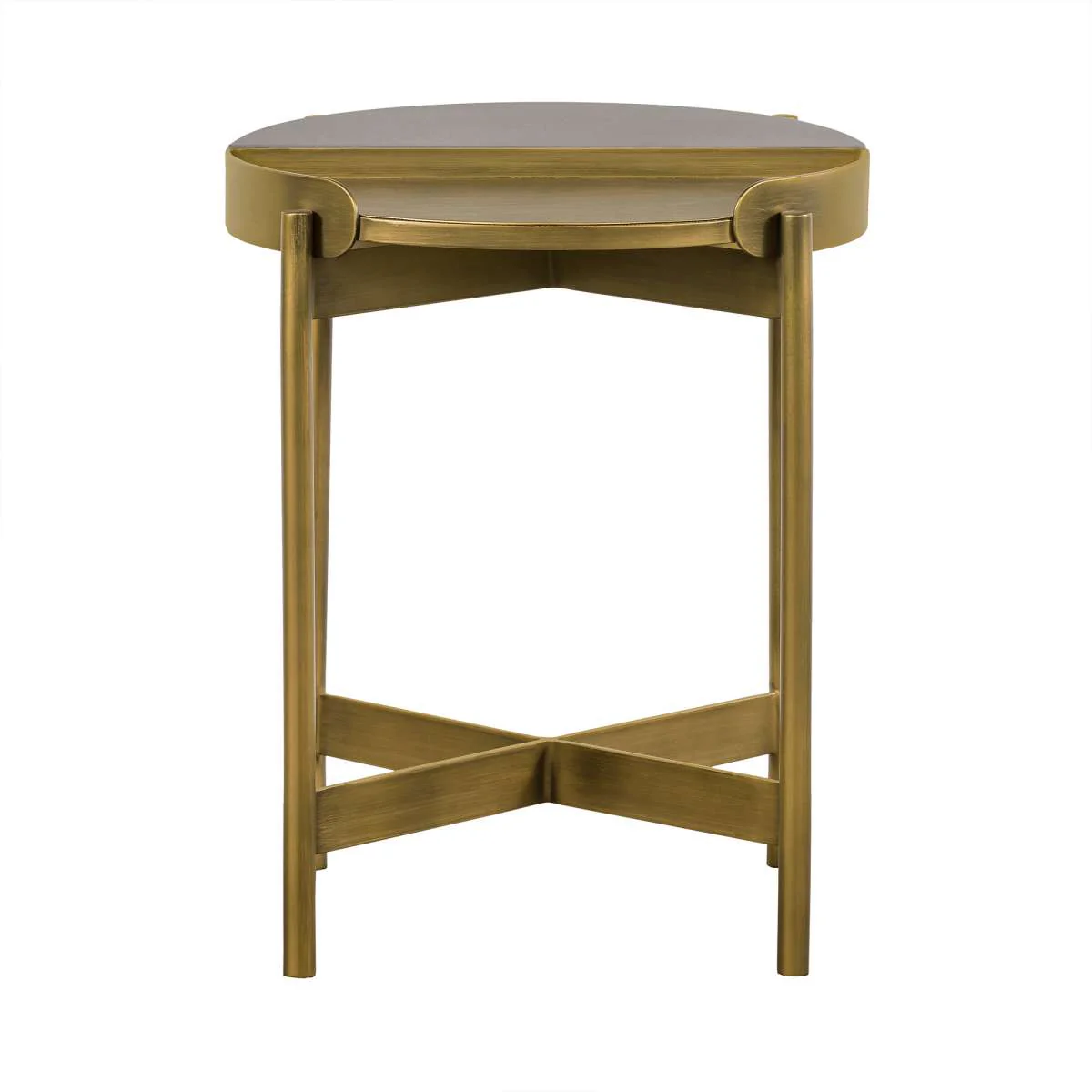 Dua Gray Concrete End Table with Antique Brass By Armen Living - Image 2