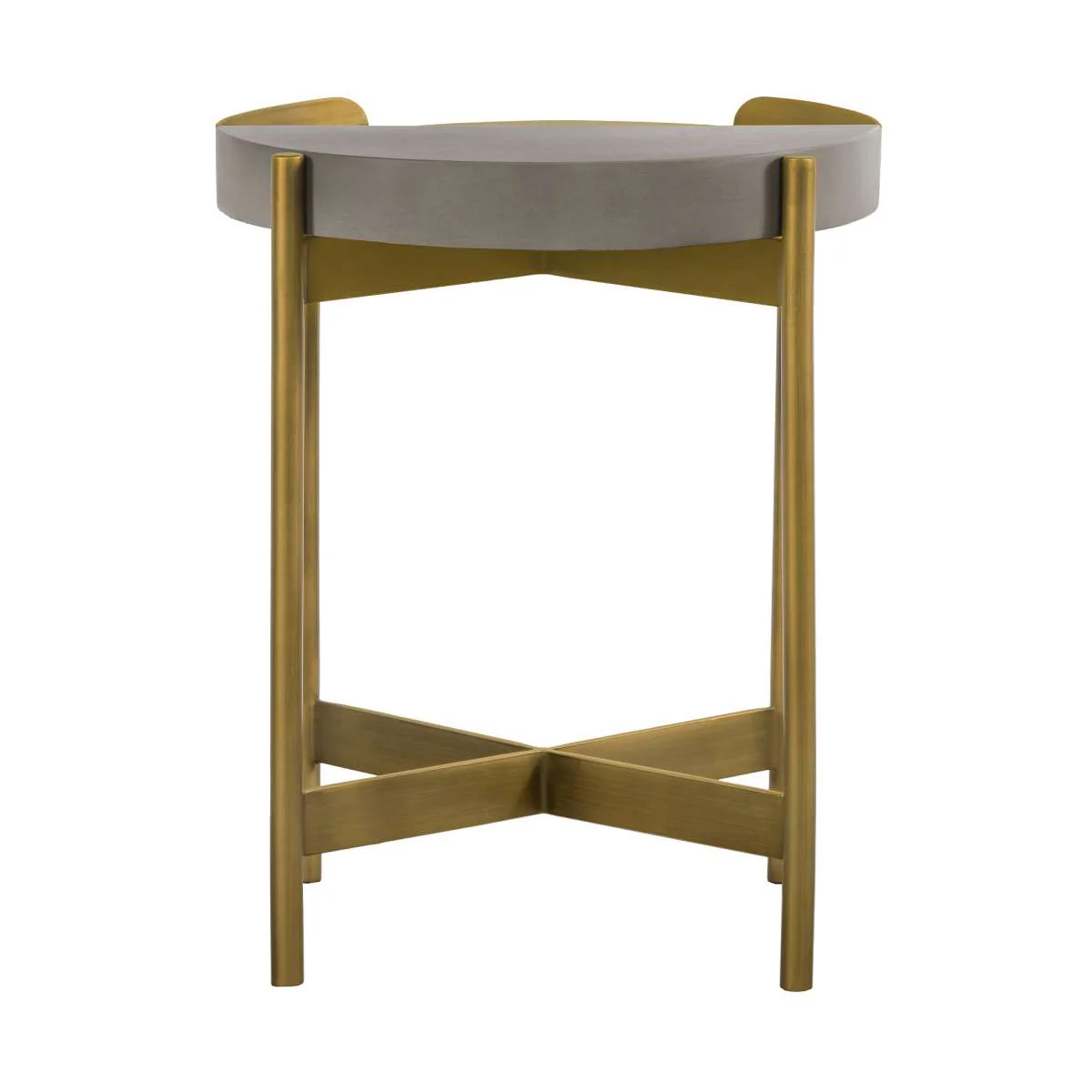 Dua Gray Concrete End Table with Antique Brass By Armen Living - Image 3