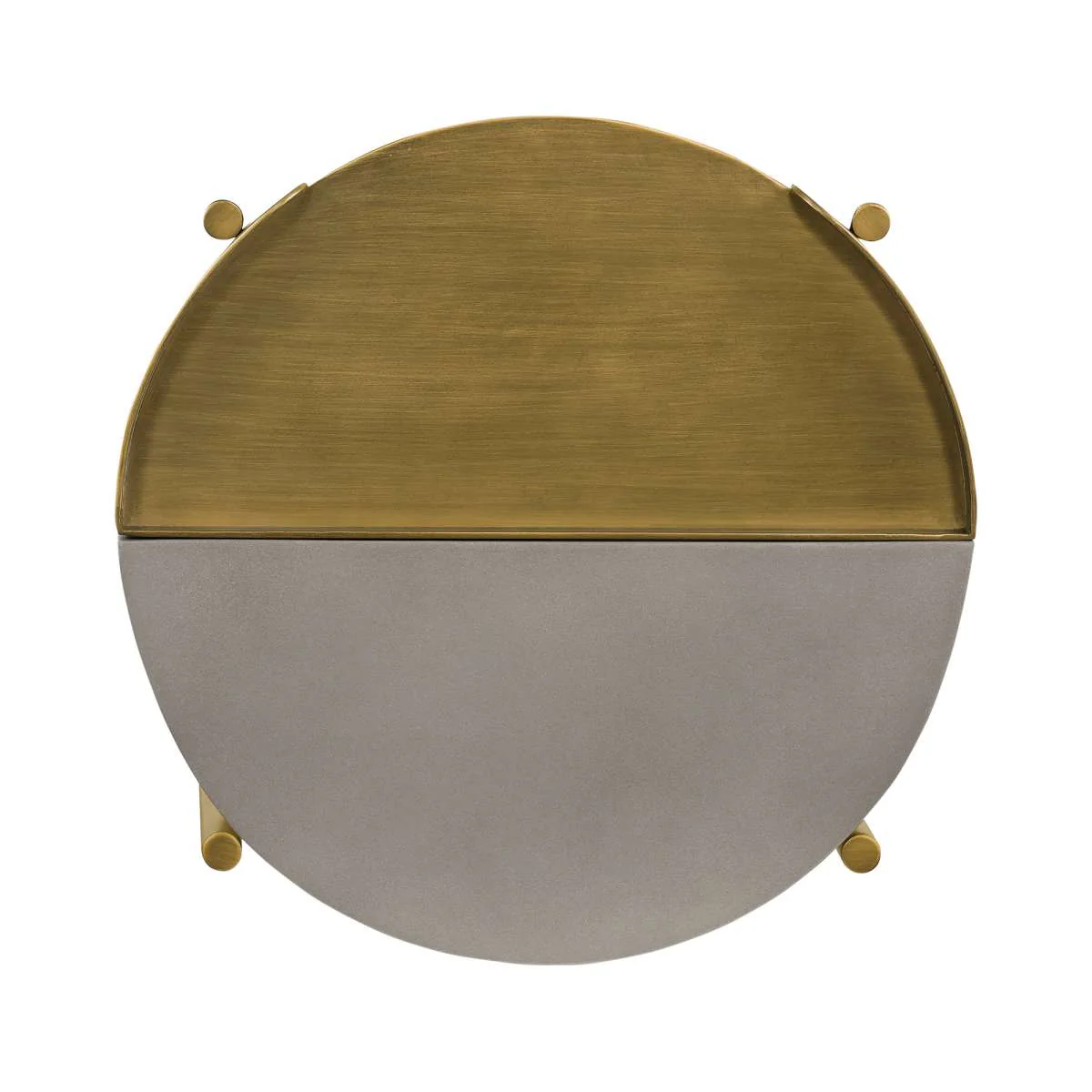 Dua Gray Concrete End Table with Antique Brass By Armen Living - Image 4