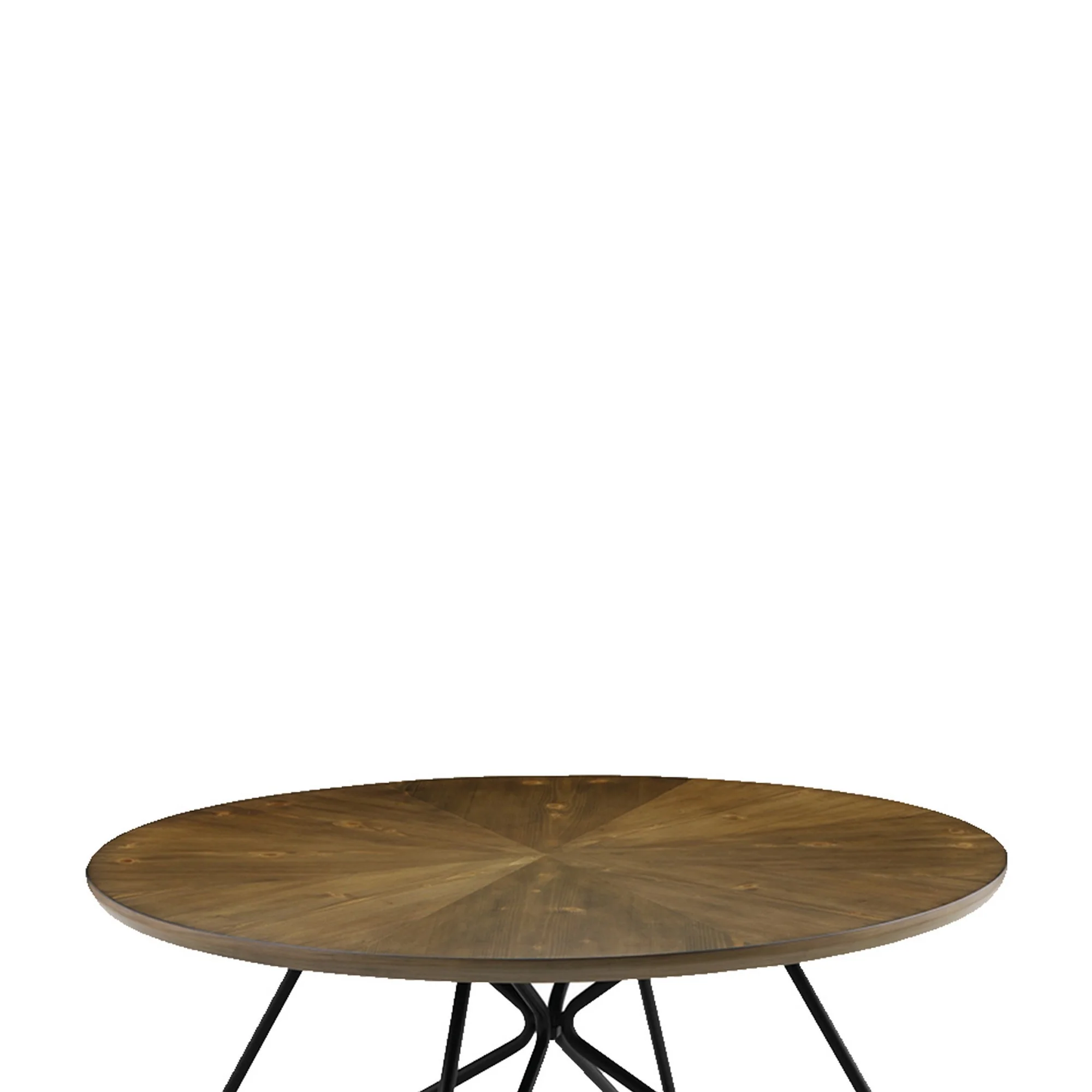 Dual Tone Round Wooden Coffee Table With Metal Hairpin Legs,Brown And Black By Benzara - Image 2