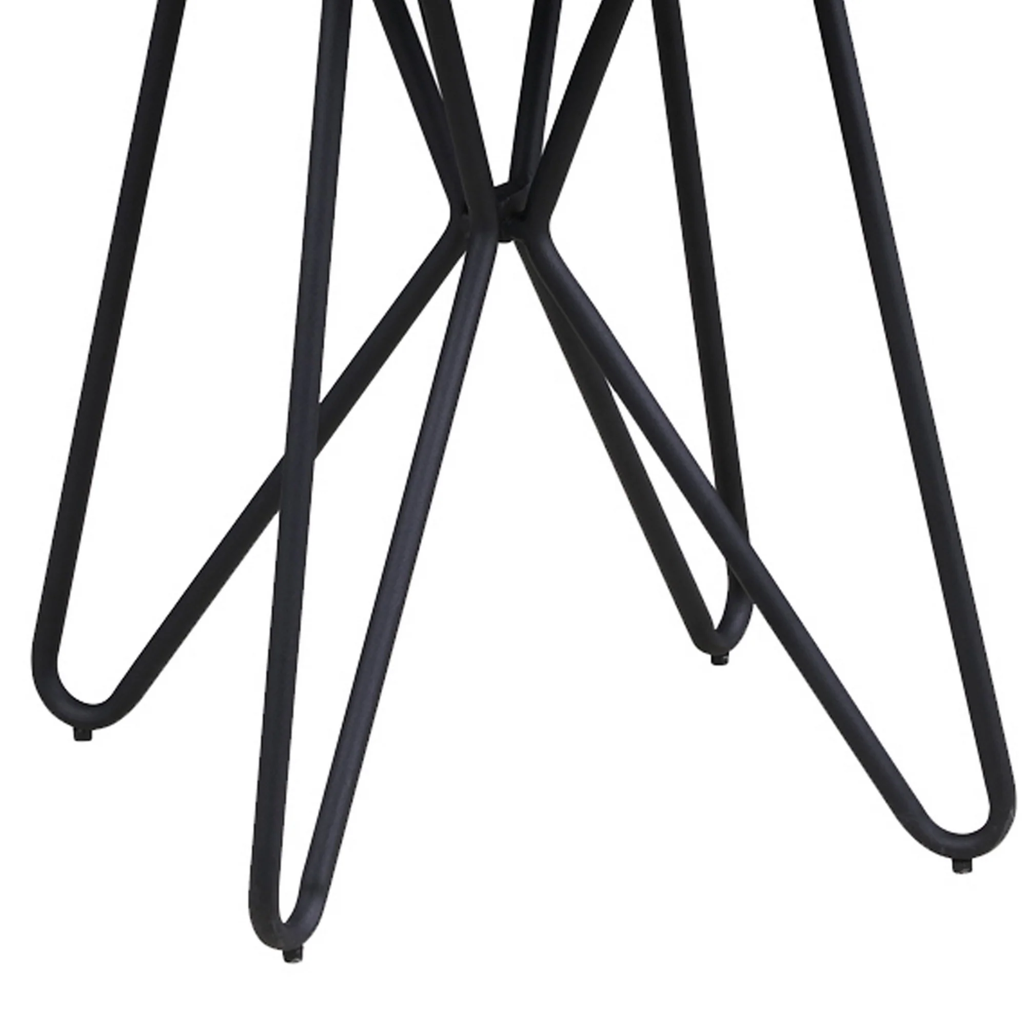 Dual Tone Round Wooden End Table With Metal Hairpin Legs, Brown And Black By Benzara - Image 4