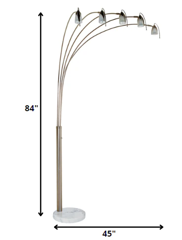 Dull Gold Metal Floor Lamp with Five Adjustable Swing Arms By Homeroots - Image 5